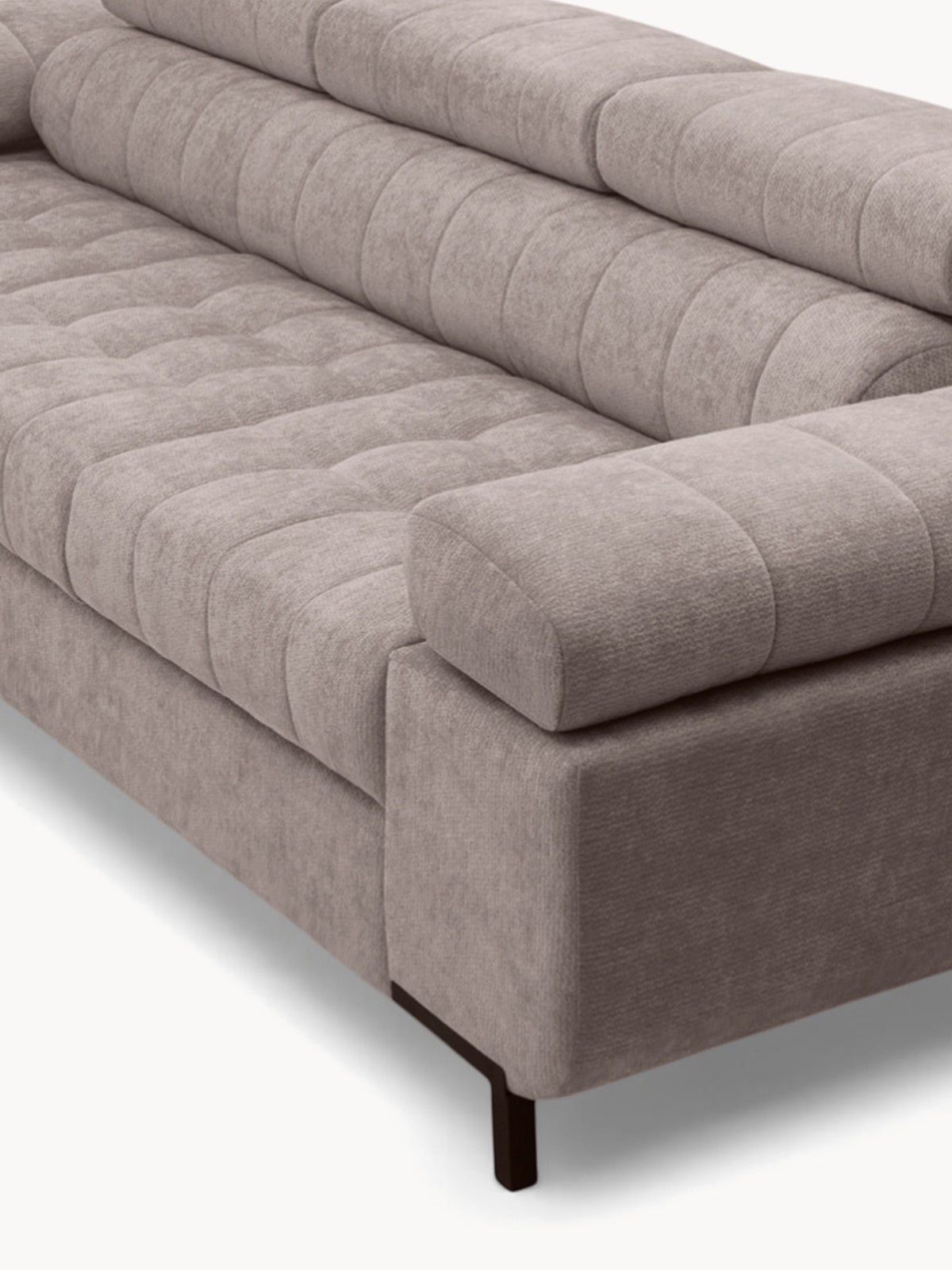 Sofa trzyosobowa Tyrion funkcja spania brązowy szenil widok z boku