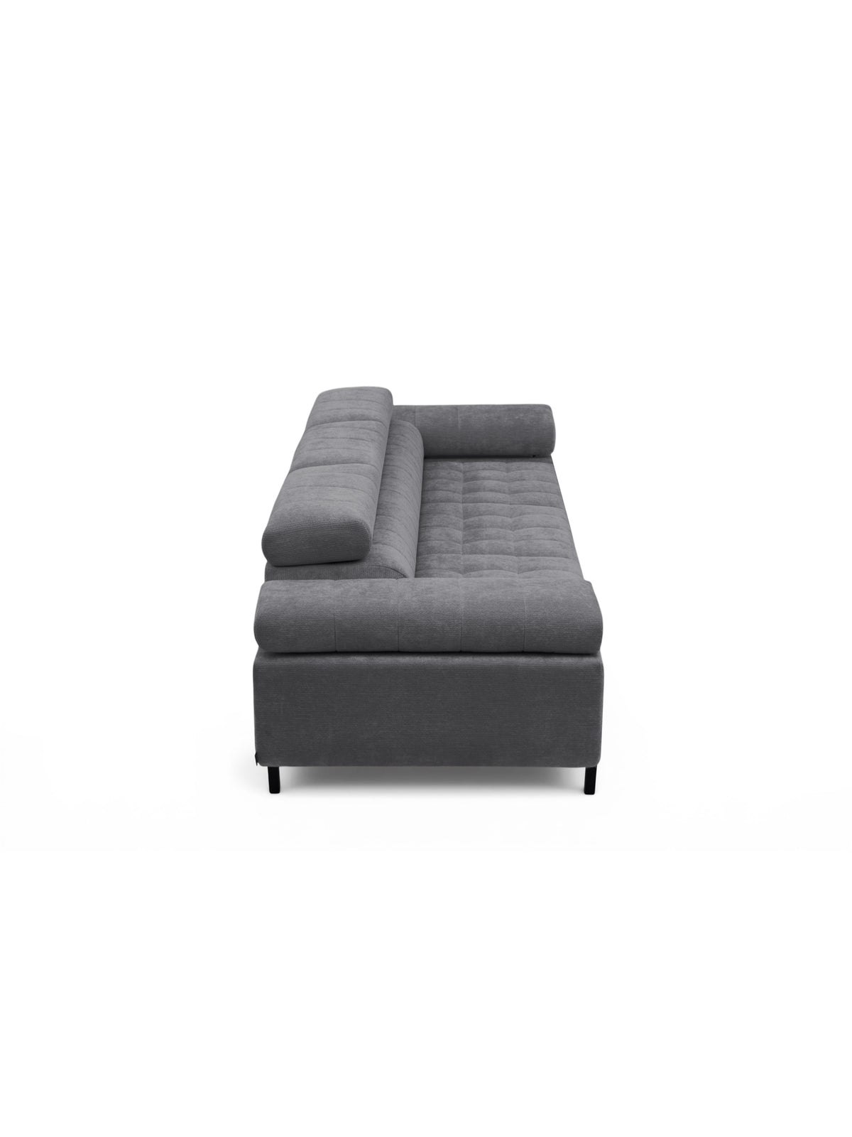 Sofa trzyosobowa Tyrion szary szenil Vibe 95 widok boczny z regulowanym zagłówkiem