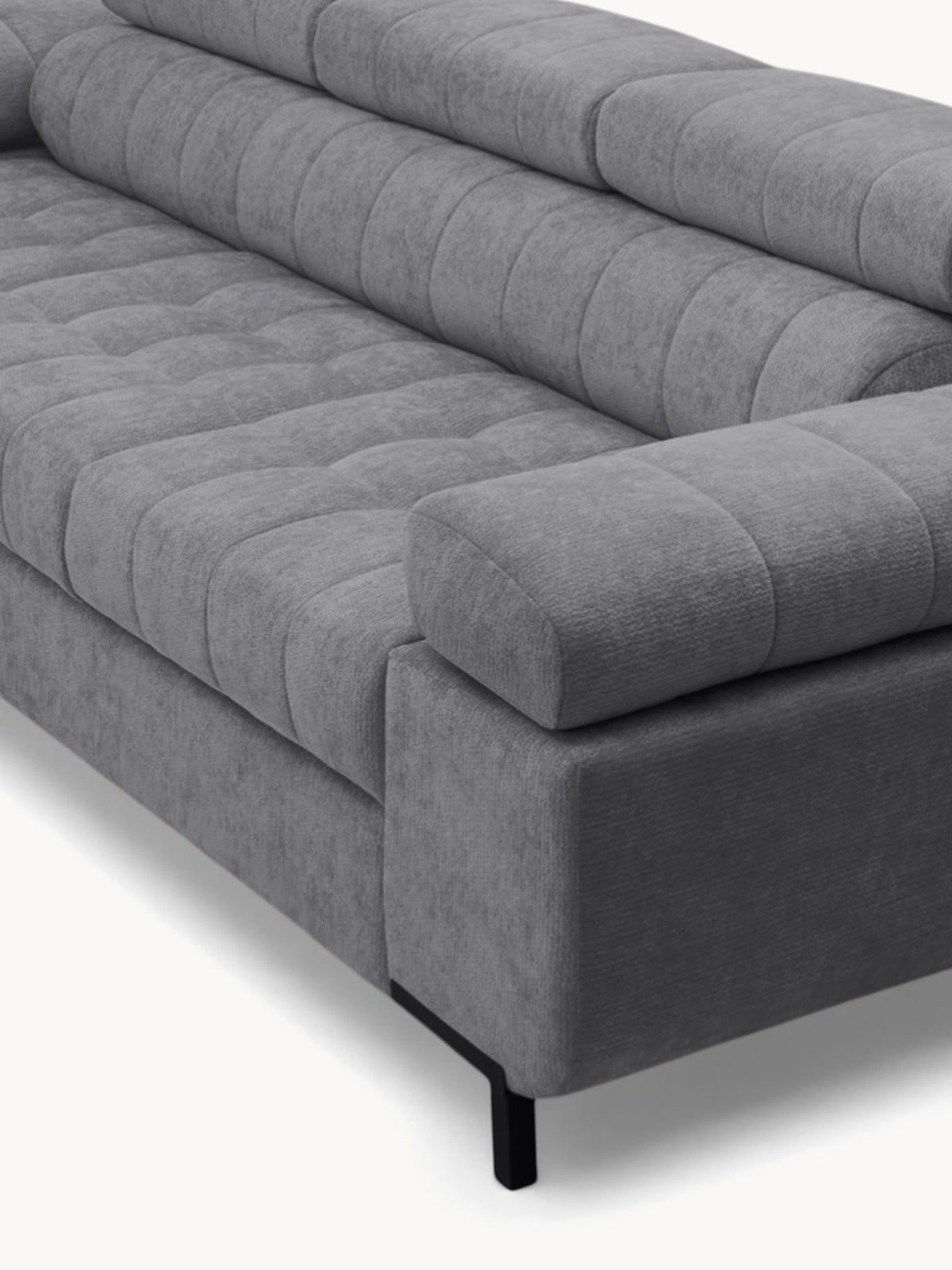 Sofa trzyosobowa Tyrion szary szenil Vibe 95 z regulowanymi zagłówkami i podłokietnikami