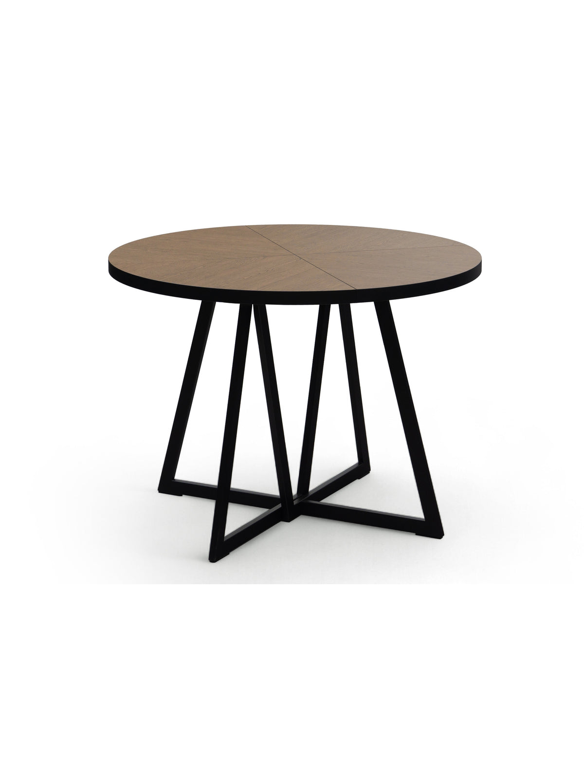 Kulatý stůl Cedrus Rozeta 105/160 cm s rozkládací deskou v barvě dub belmont a černým rámem
