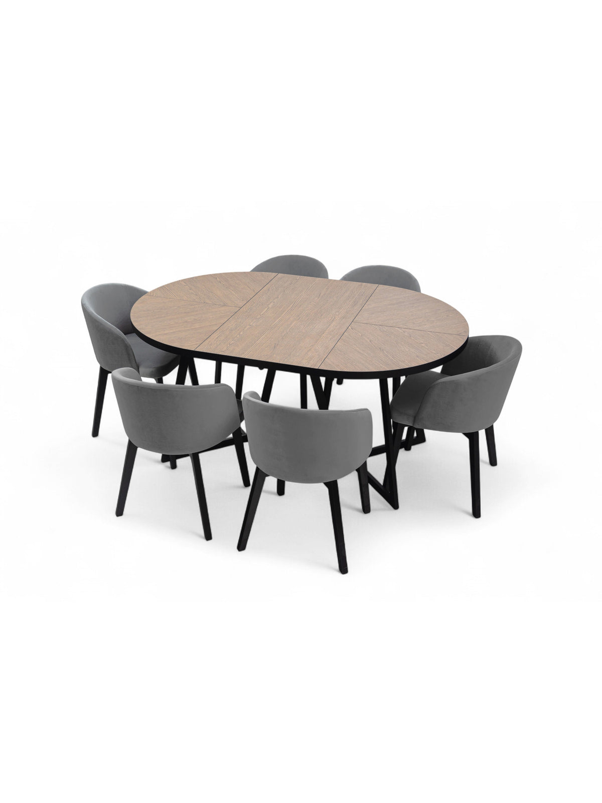 Kulatý rozkládací stůl Cedrus Rozeta 105/160 cm s deskou dąb belmont a černým rámem