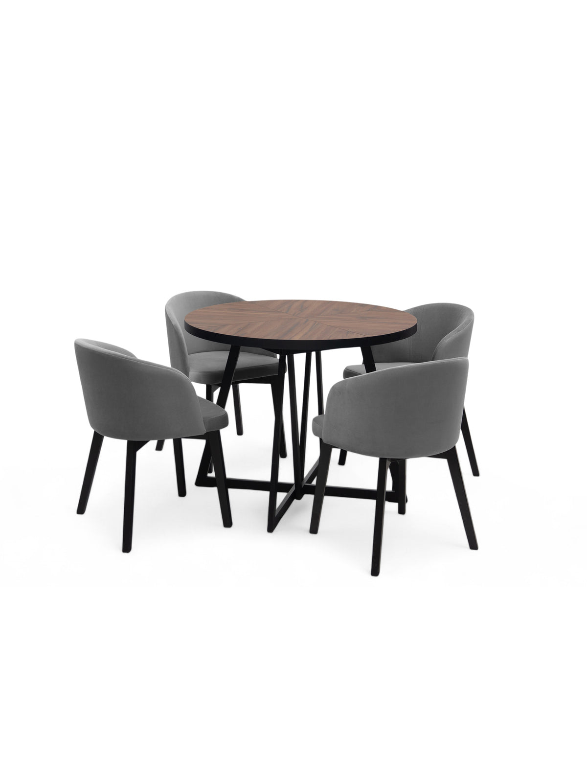 Kulatý rozkládací stůl Cedrus Rozeta 95/150 cm s deskou v barvě dub estana a černým rámem