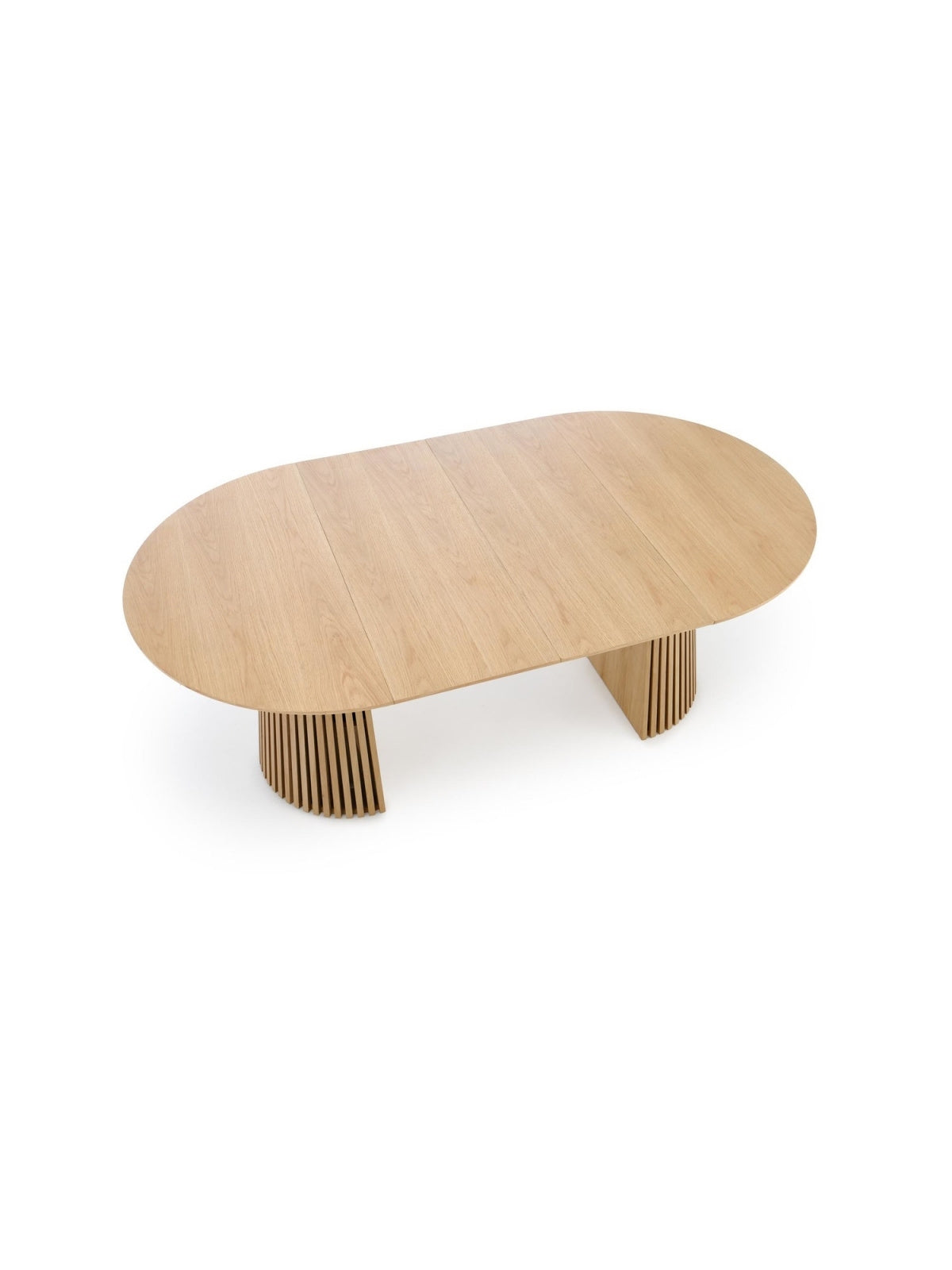 Rozkládací oválný stůl Brevon 120-210x120 cm přírodní dub, pohled shora