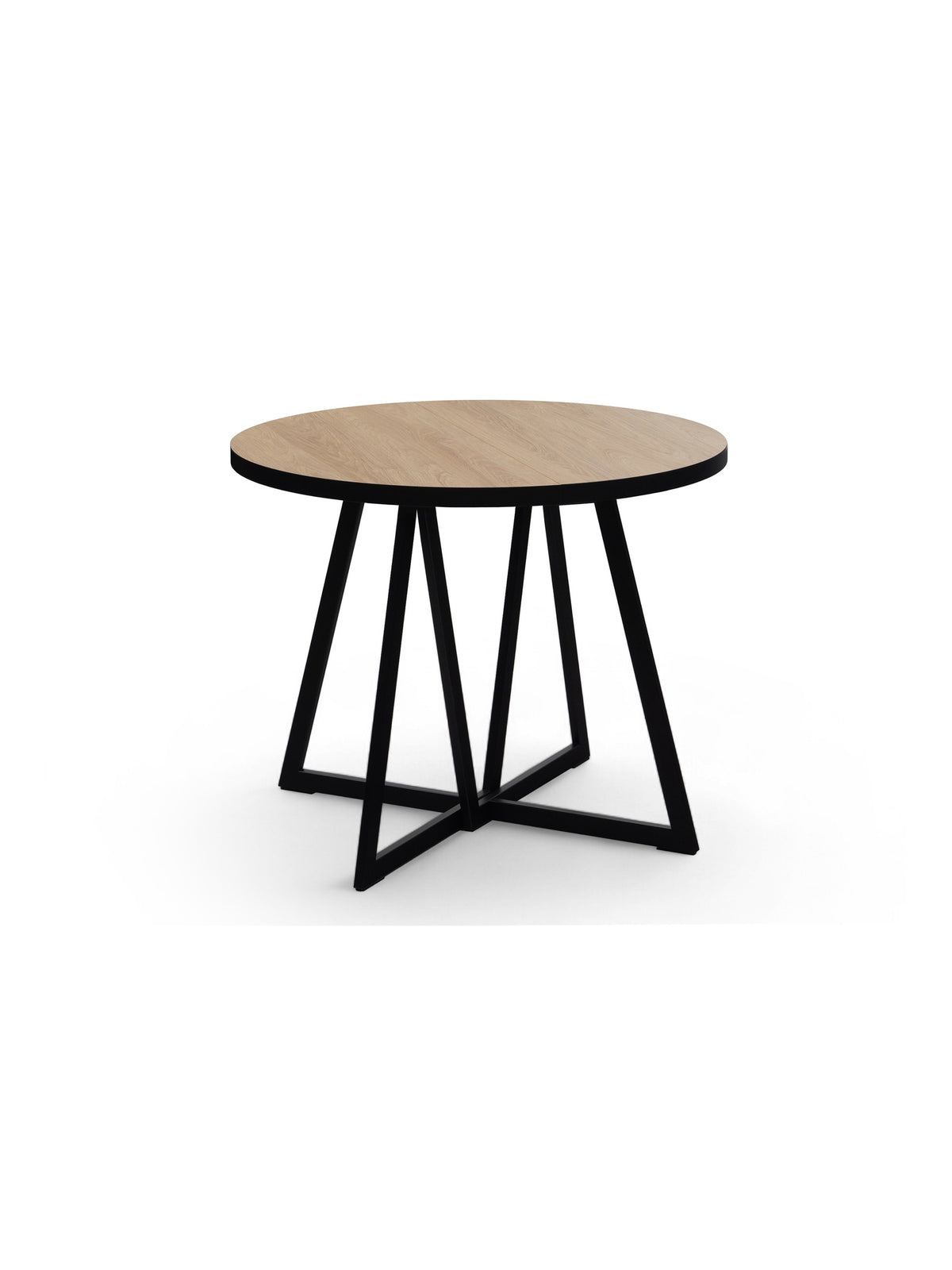 Kulatý rozkládací stůl Cedrus Linear 105 cm loftový dub hikora černý podstavec