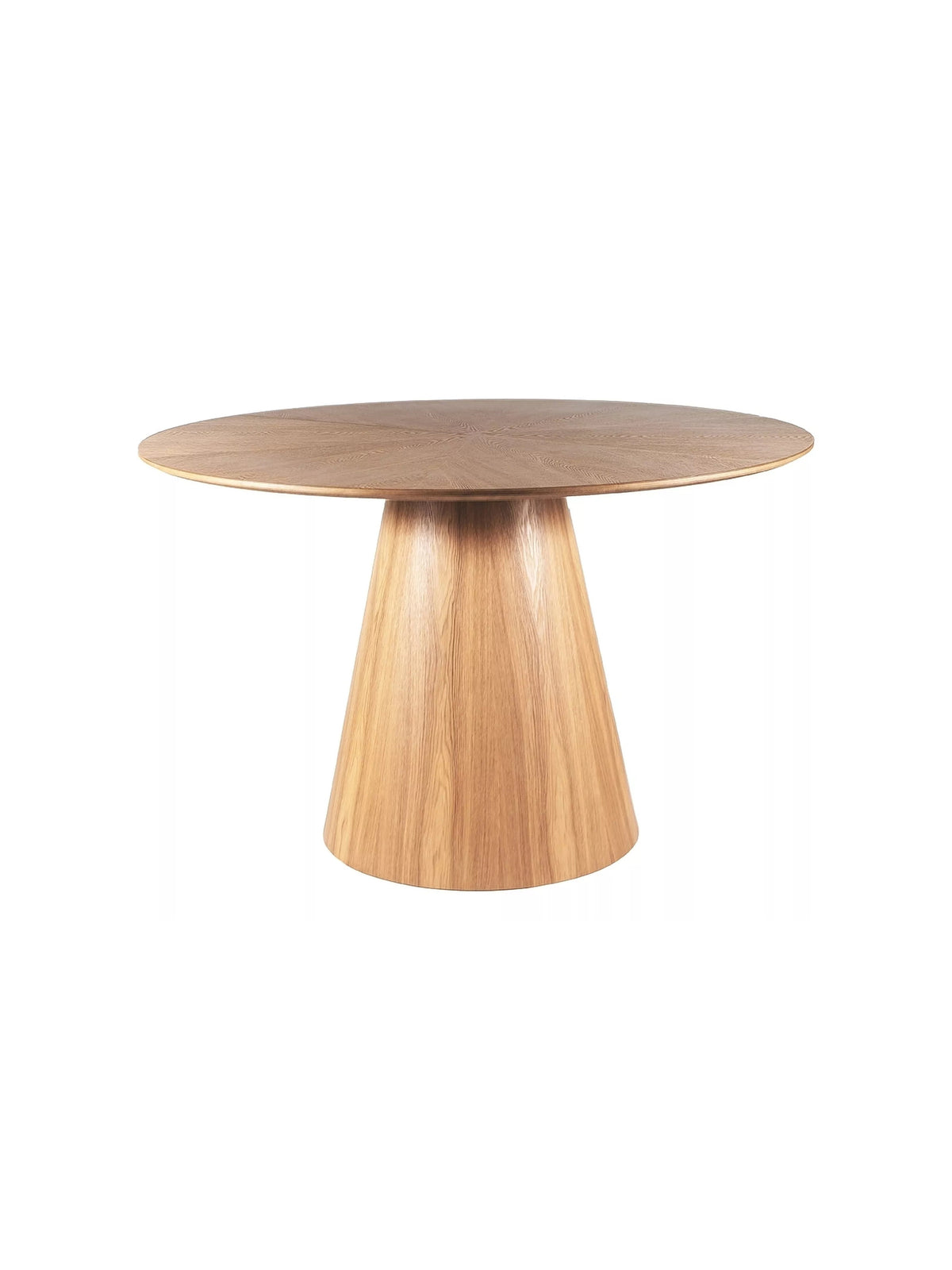 Kulatý stůl Lureno 120 cm v přírodním dubu s moderní deskou a kuželovou nohou