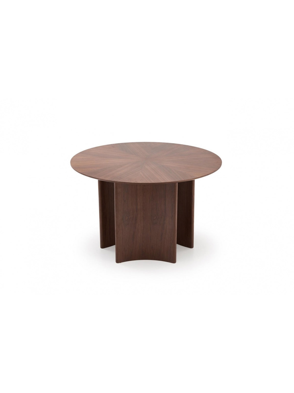 Kulatý stůl Merulio 120 cm v ořechové barvě, moderní design z MDF