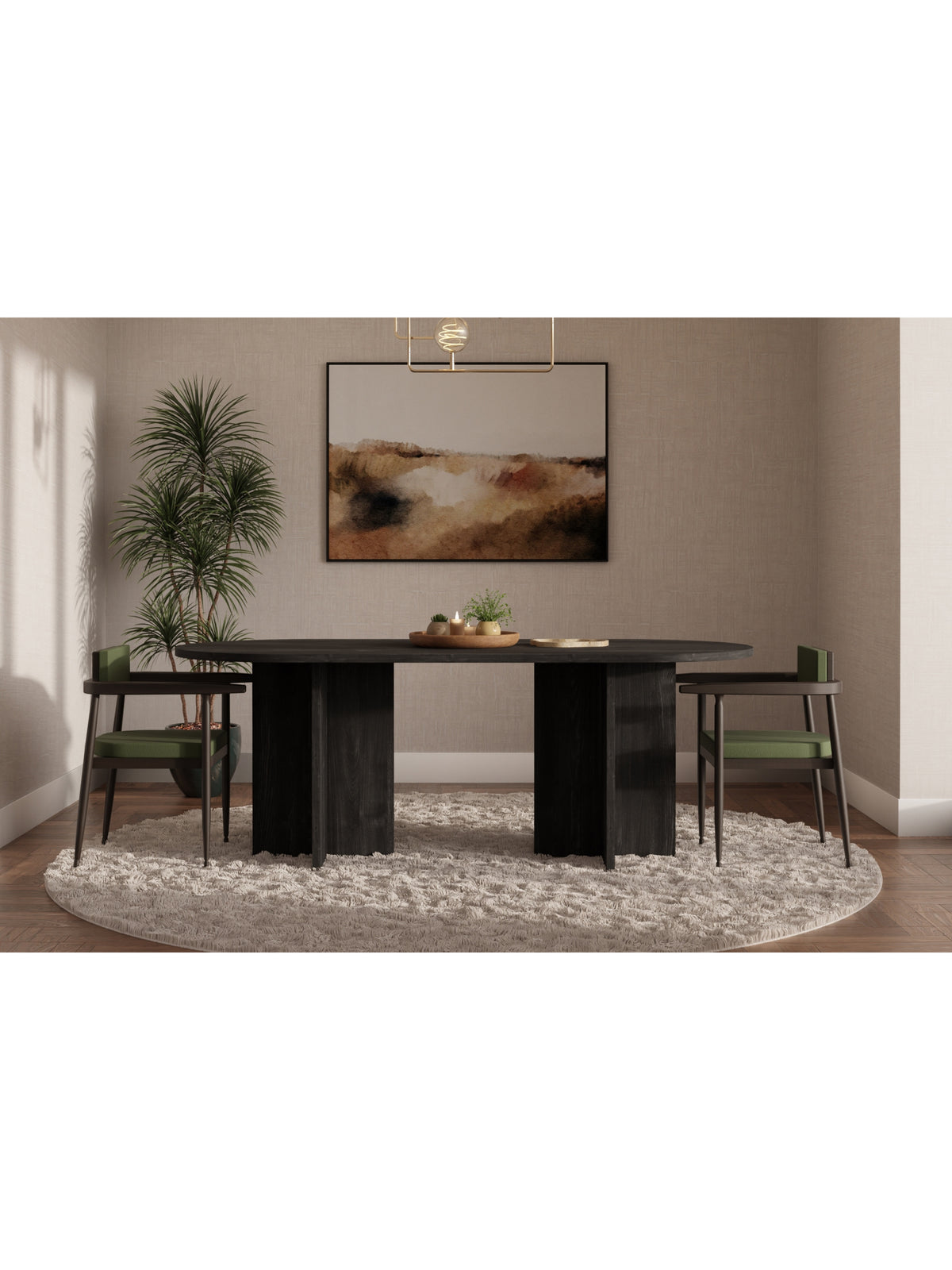 Oválný stůl Aurelium 204x90 cm v černé barvě, pohled na desku a nohy