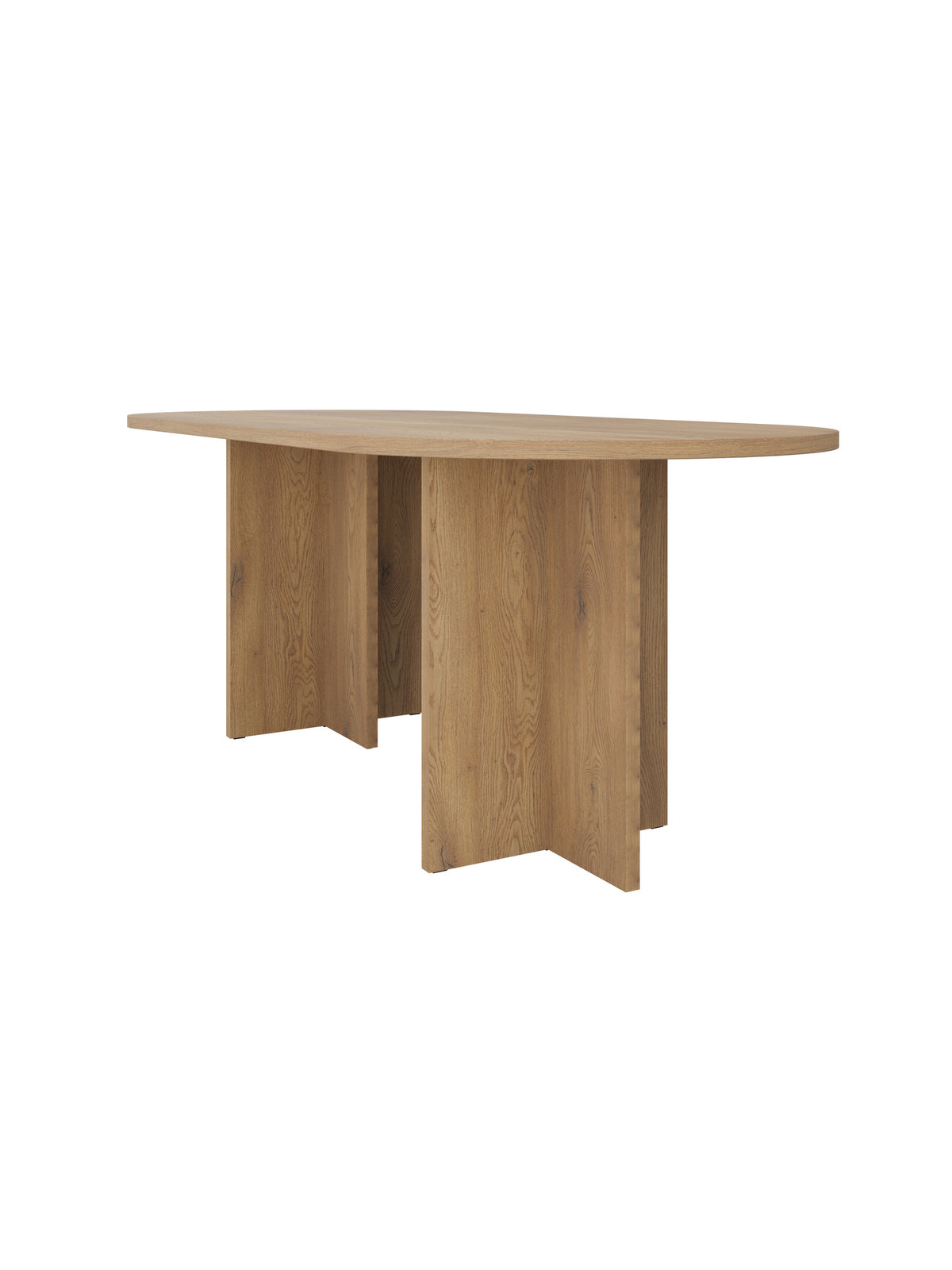 Oválný stůl Aurelium 204x90 cm v barvě dub cremona, moderní Scandi styl, pohled zepředu