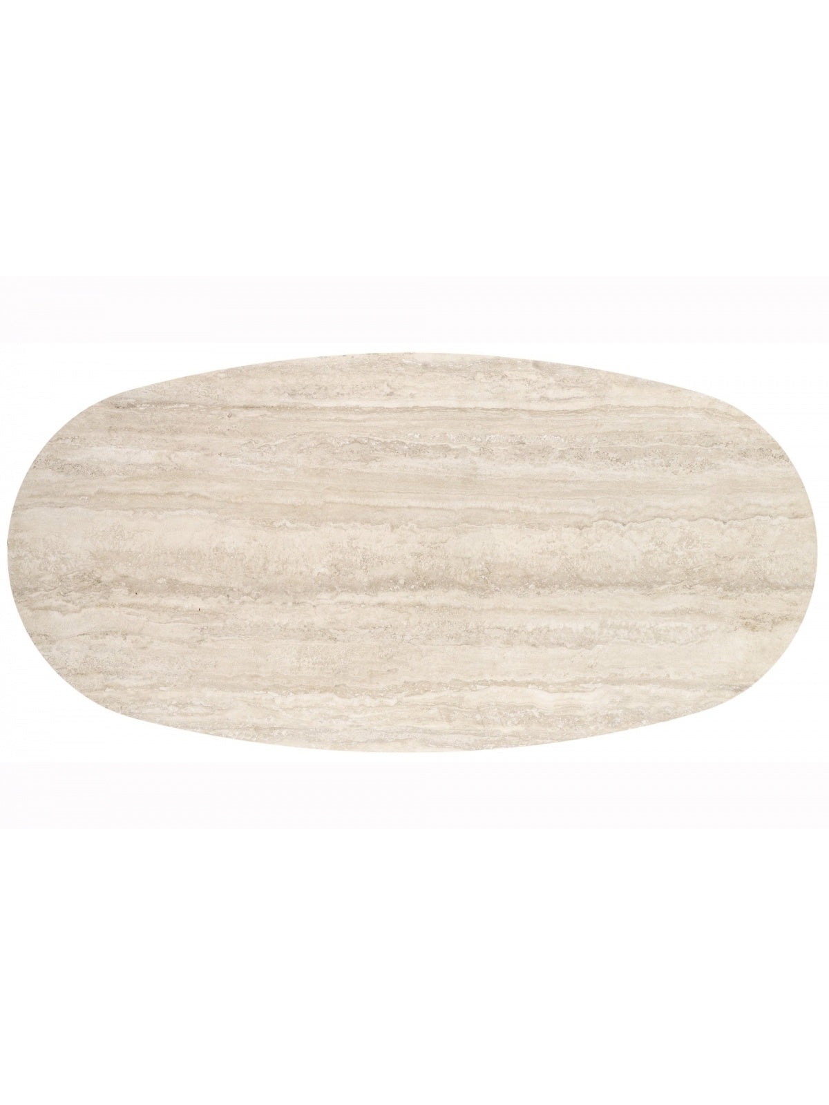 Oválný stůl Molven 200x100 cm s deskou z travertinového mramoru béžové barvy