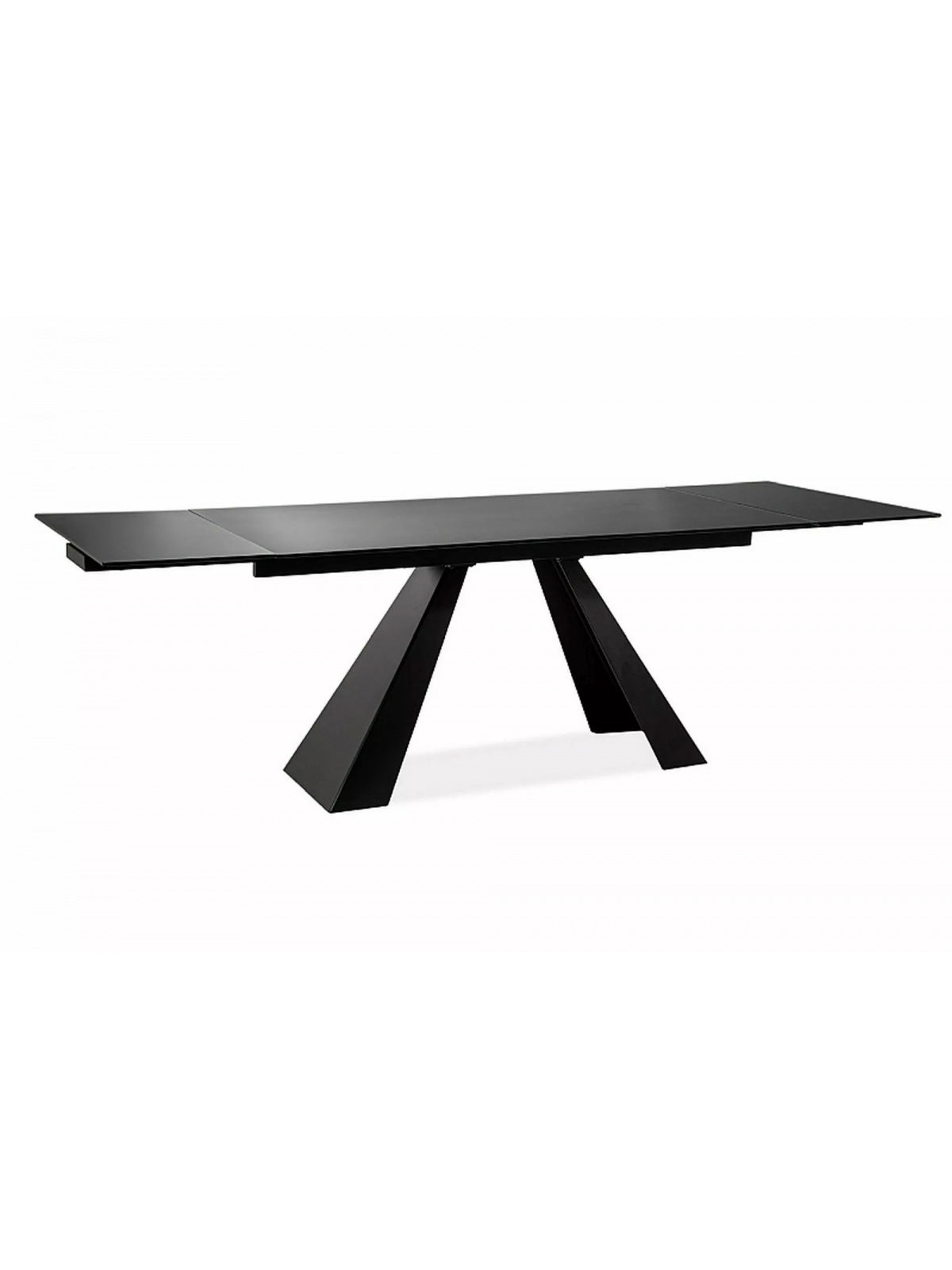 Rozkládací stůl Zanivo 160-240x90 cm černý mat s kovovými nohami na bílém pozadí