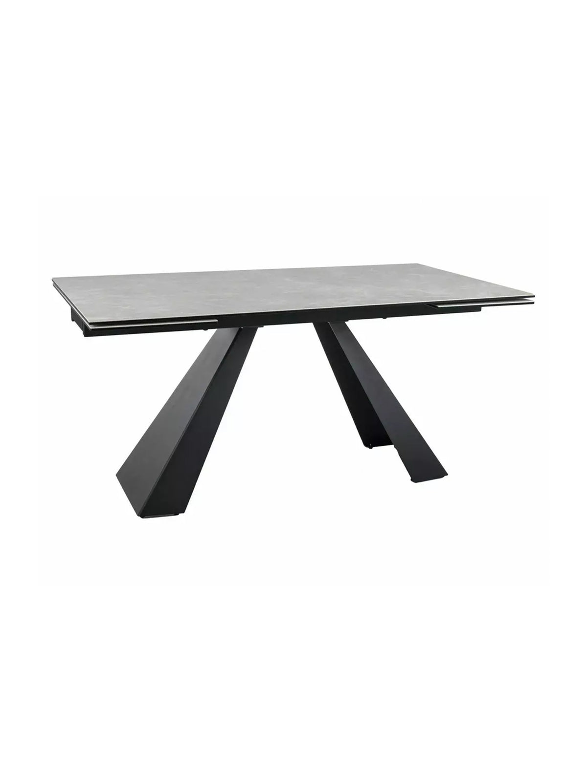 Rozkládací stůl Zanivo 160-240x90 cm s keramickou deskou krémová mramor a černými kovovými nohami