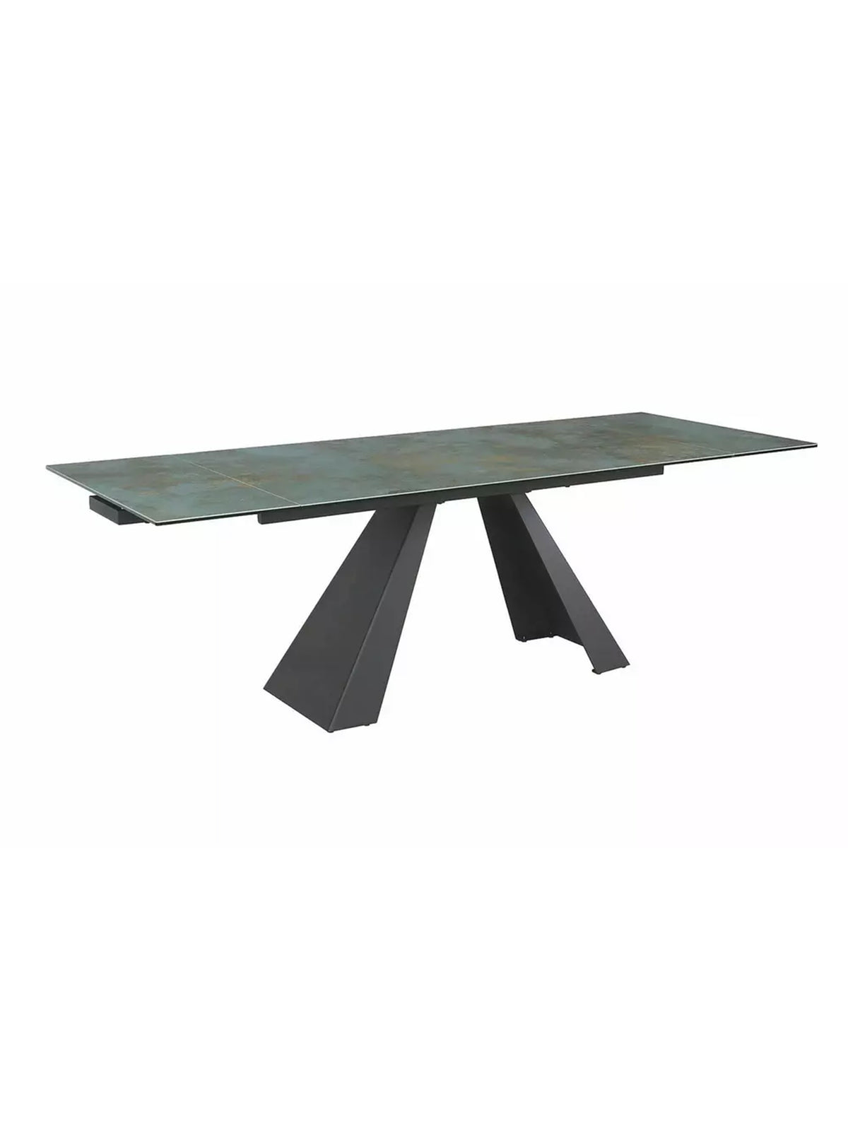 Rozkládací stůl Zanivo 160-240x90 cm s tyrkysovou keramickou deskou a černými kovovými nohami
