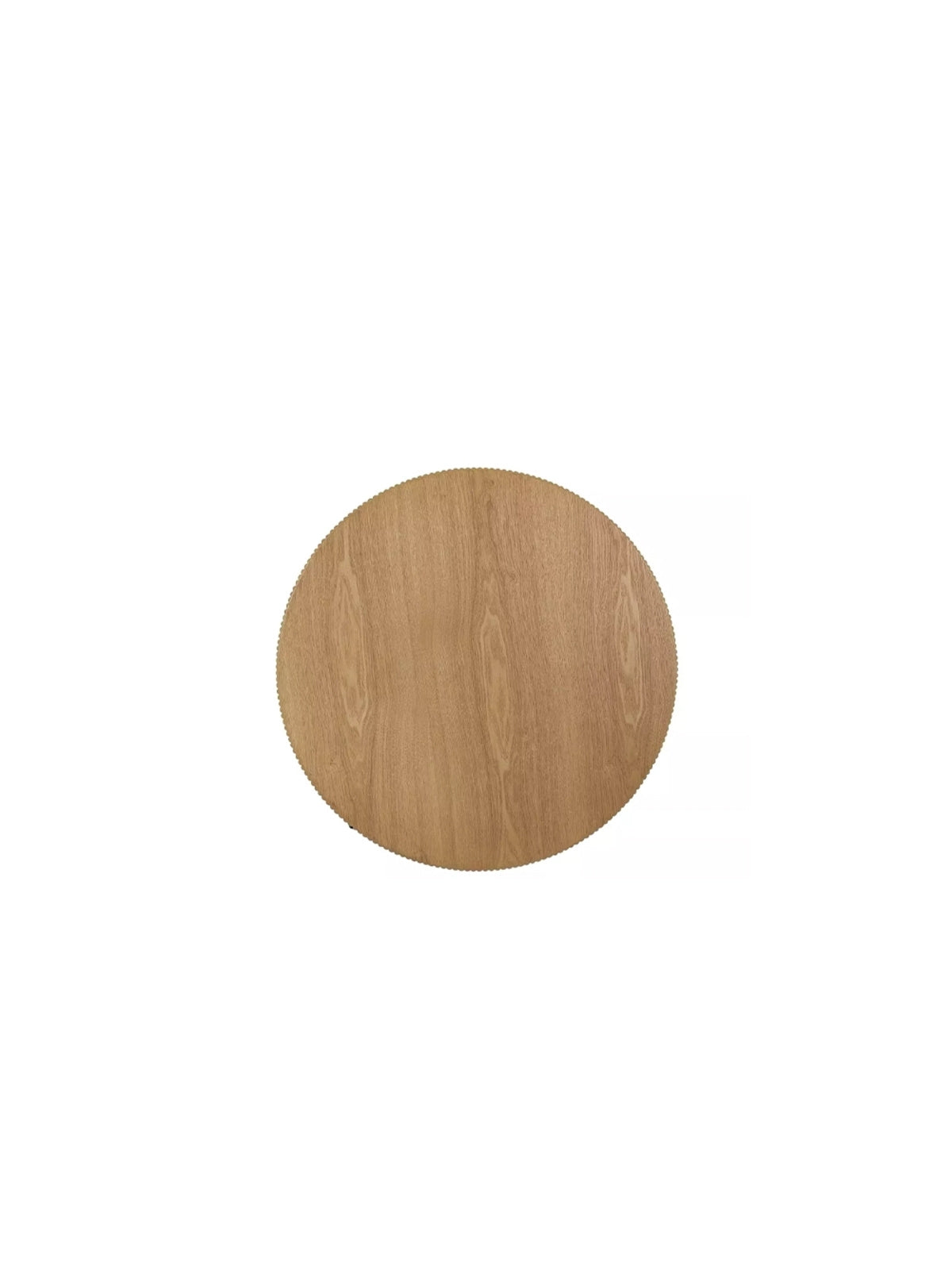 Konferenční stolek Corbi 80 cm s kulatou deskou dub a černý matný kovový rám, pohled shora