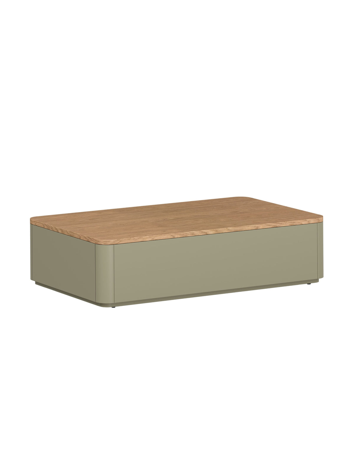 Konferenční stolek Elivo 100 cm s 2 zásuvkami, eukalyptus a dub baltic dune.