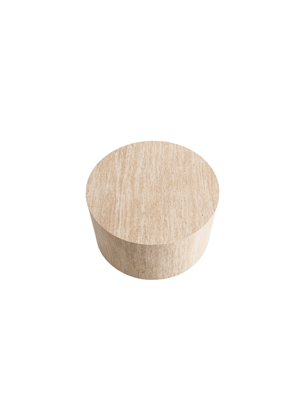 Kulatý konferenční stolek Novula 60 cm béžová barva, povrch travertin MDF