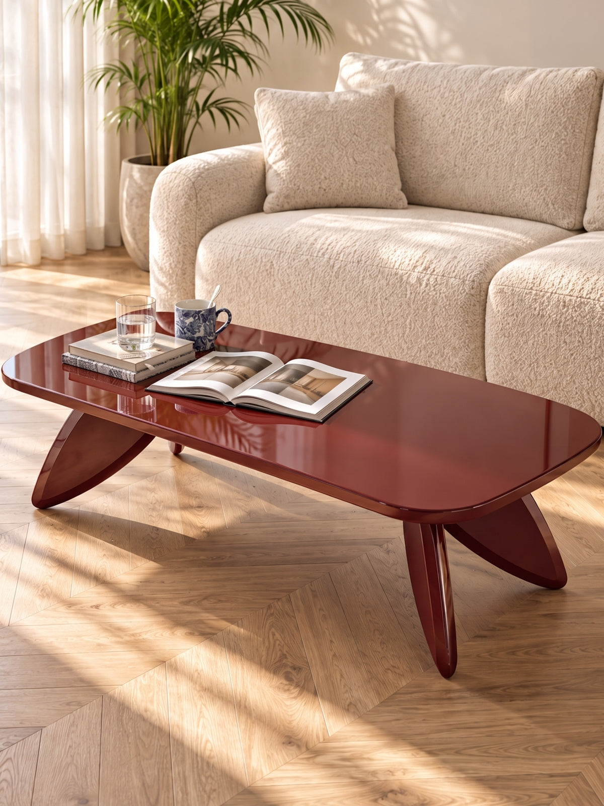 stolek kawowy prostokatny Lumis 120 cm - burgund