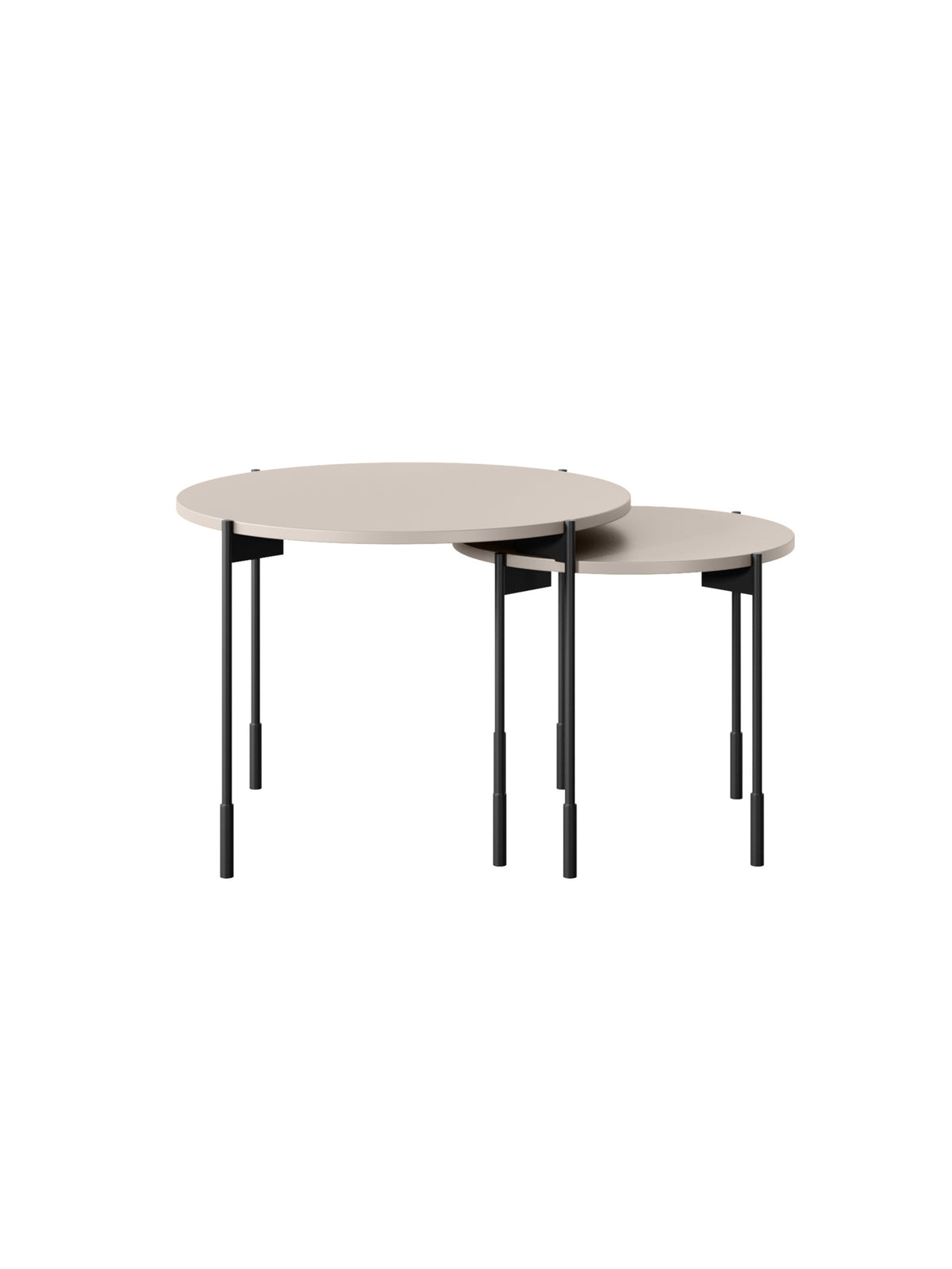 Kulatý konferenční stolek Sonatia 60 cm s béžovou matnou deskou a černými kovovými nohami