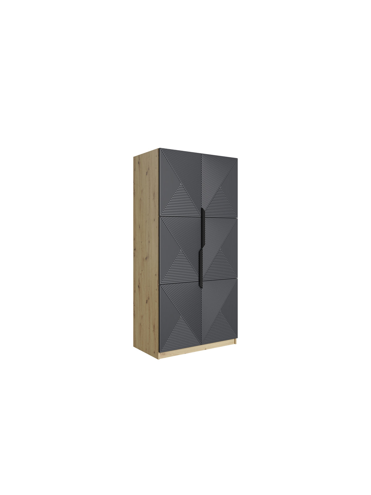 skříň Asha 100 cm s frézovanou přední částí i metalowymi uchwytami- artisan / rivier stone mat / černá Úchytky