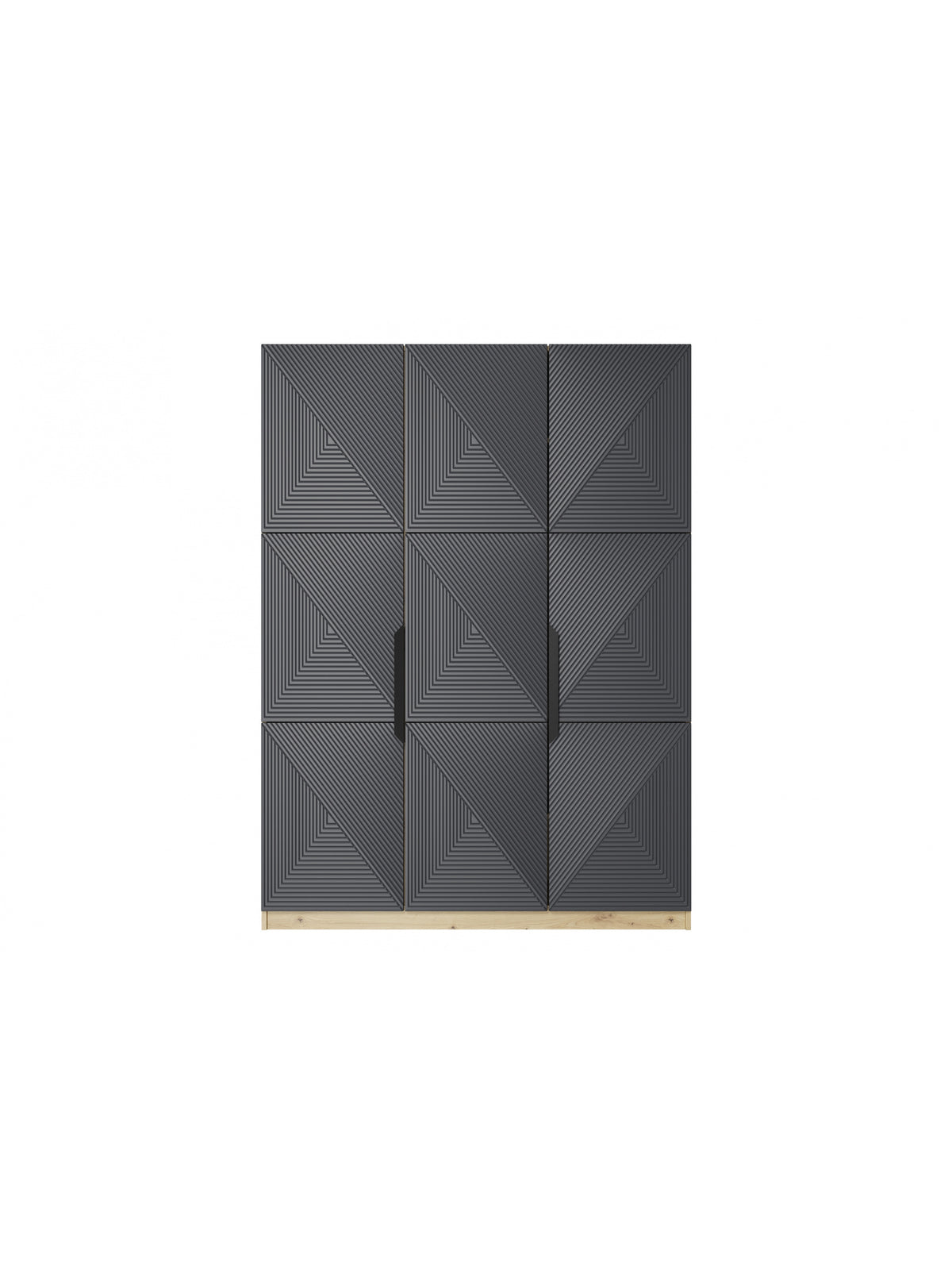 skříň Asha 150 cm z metalowymi uchwytami - artisan / rivier stone mat / černá Úchytky