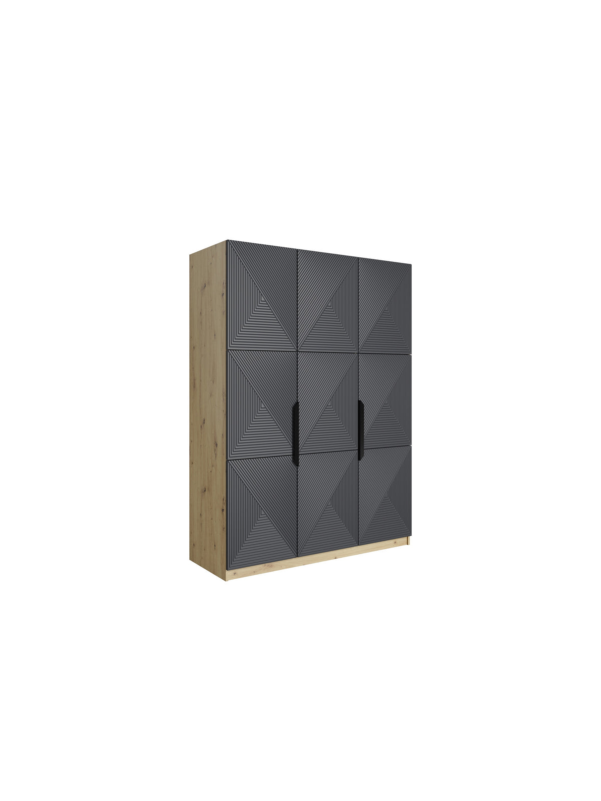 skříň Asha 150 cm z metalowymi uchwytami - artisan / rivier stone mat / černá Úchytky