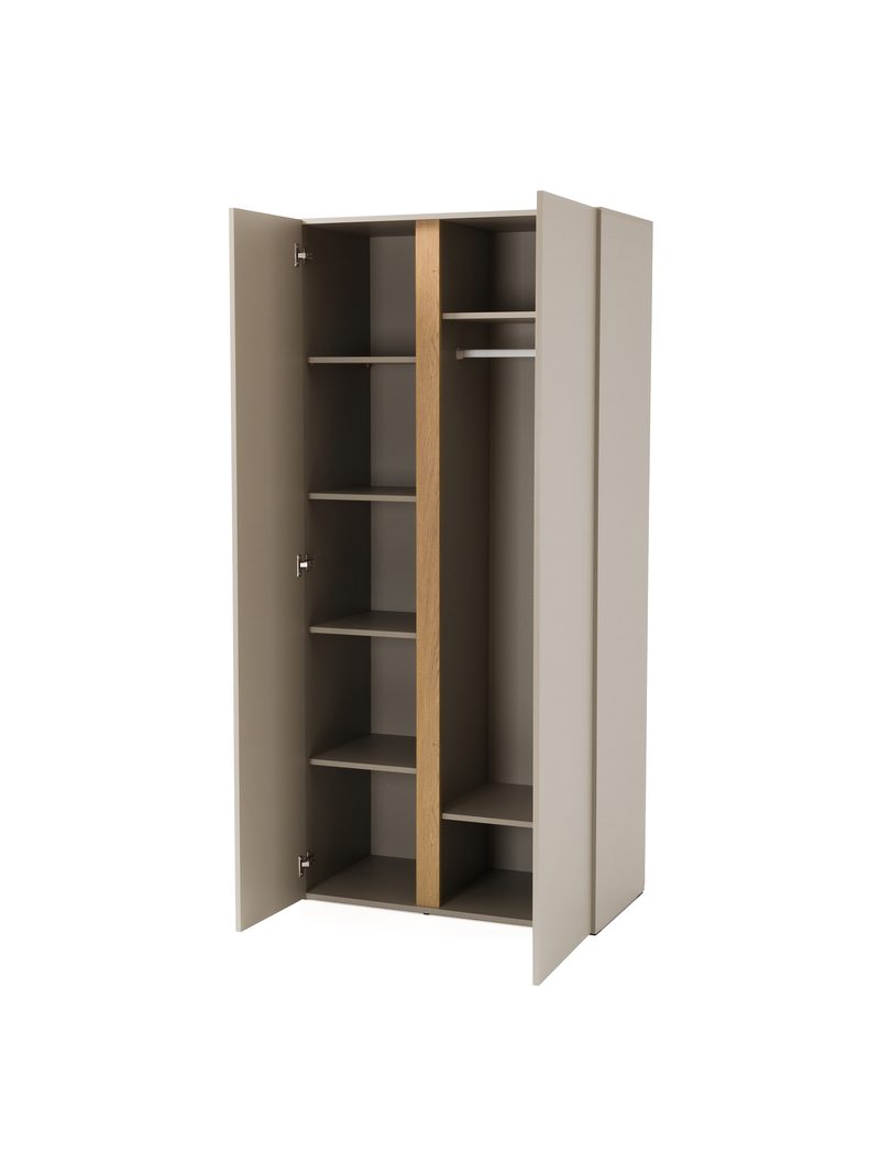 Skříň Altea 90 cm béžová s olejovaným dubovým předním panelem, dvoudveřová, otevřená