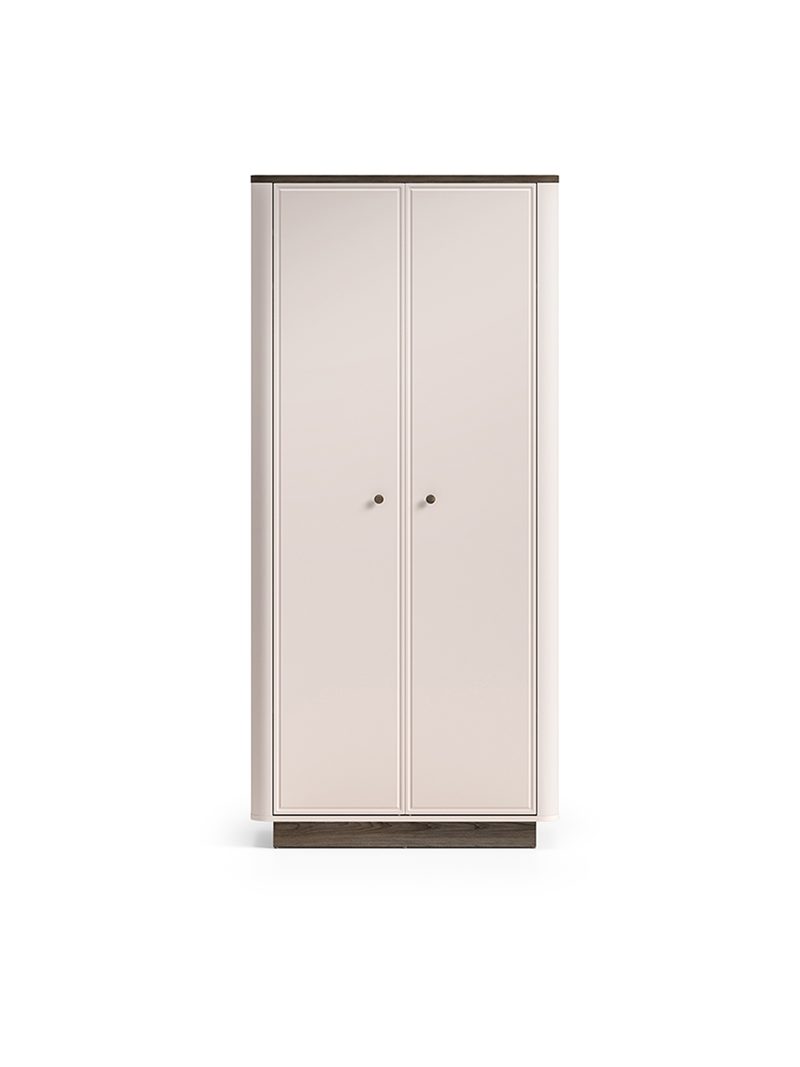Šatní skříň Amberto 92 cm v barvě cashmere s podnoží dub windmill dark, pohled zepředu