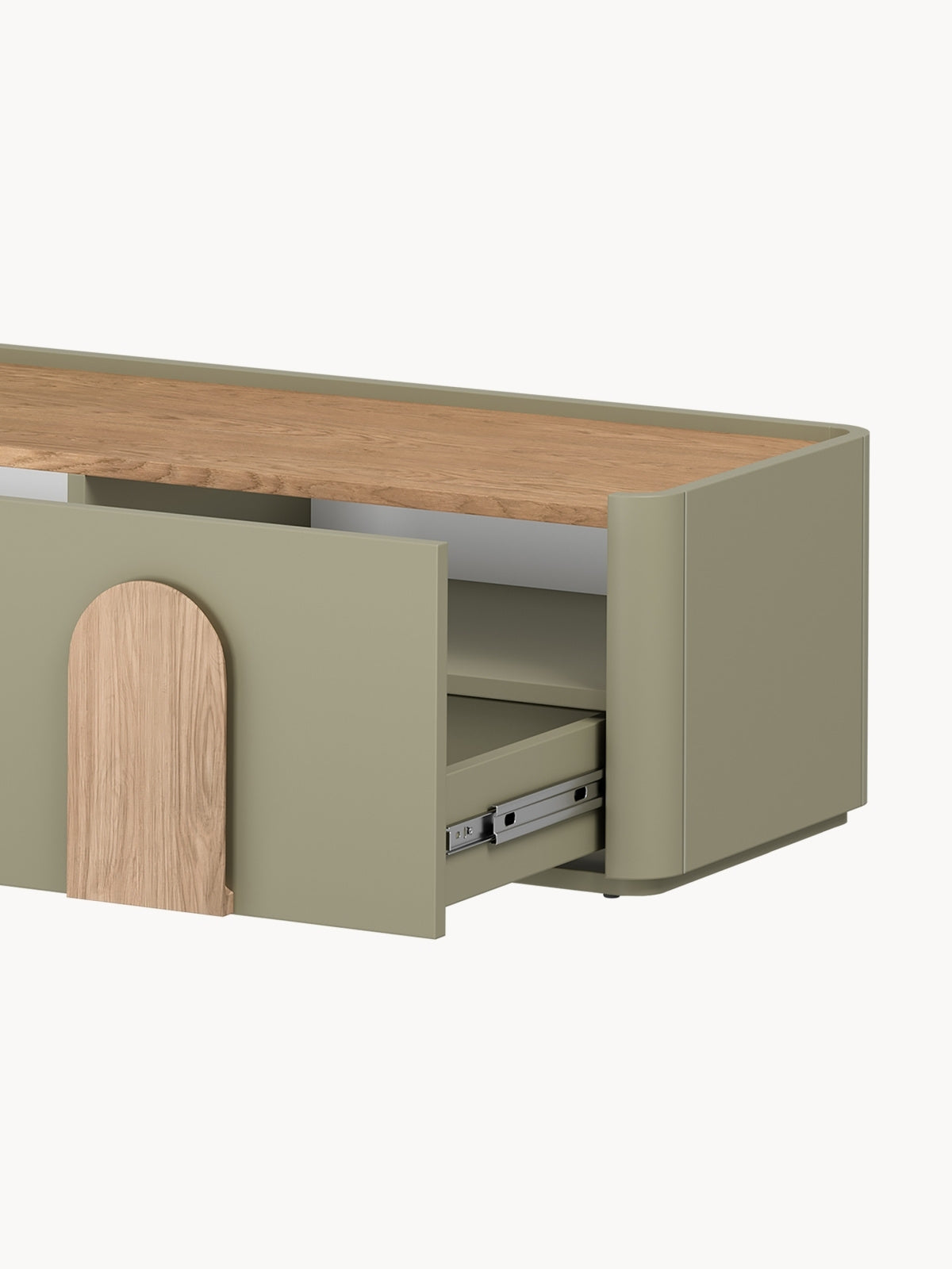 skříňka RTV Amilio 170 cm z szuflada - eukaliptus / dub baltic dune / Úchytky dub přírodní