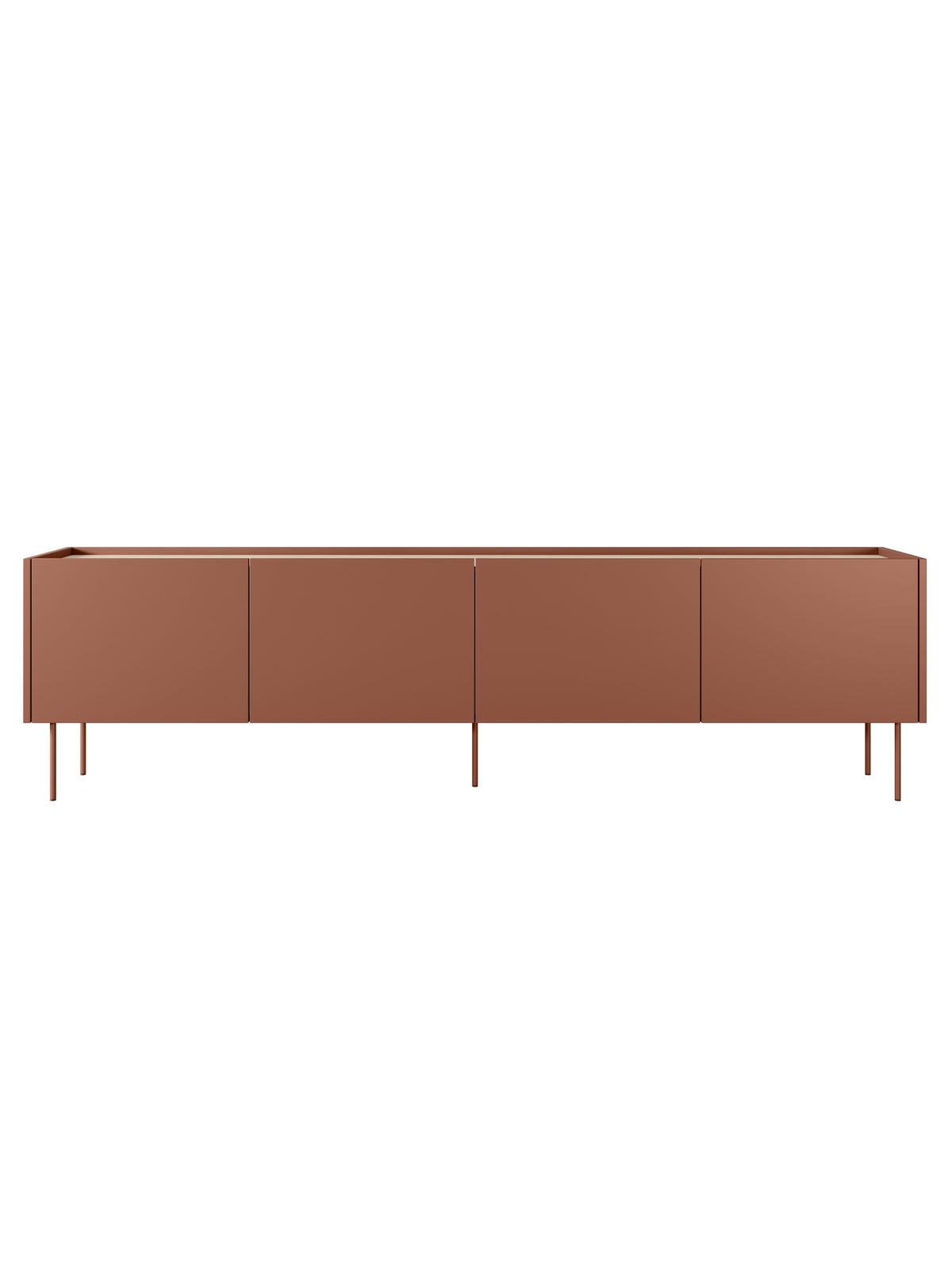 Szafka RTV Desin 220 cm ceramic red z matowym frontem i metalowymi nogami