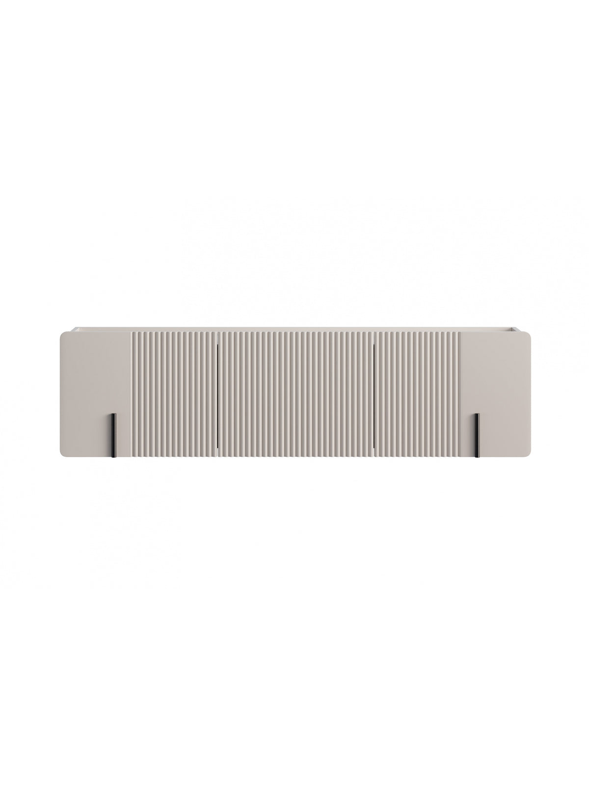 Závěsná televize Malmi 150 cm v barvě kašmír s rýhovaným předním panelem, pohled zepředu