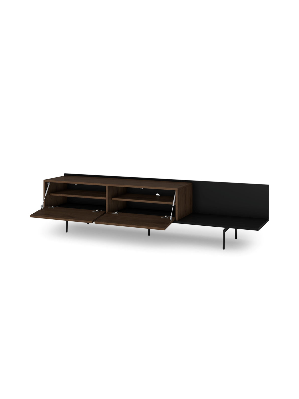 skříňka RTV Zenar 200 cm z metalowymi nogami - ořech elegant / černá