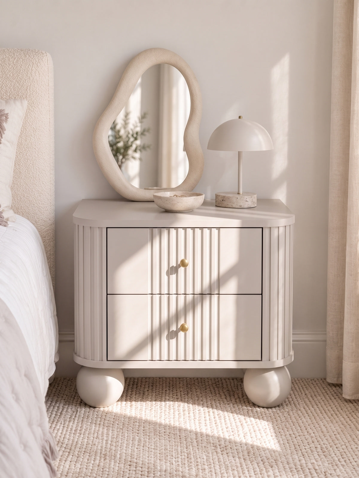 Komplet szafek nocnych Vesper 56 cm - kašmír / zlote Úchytky / Nohy kule