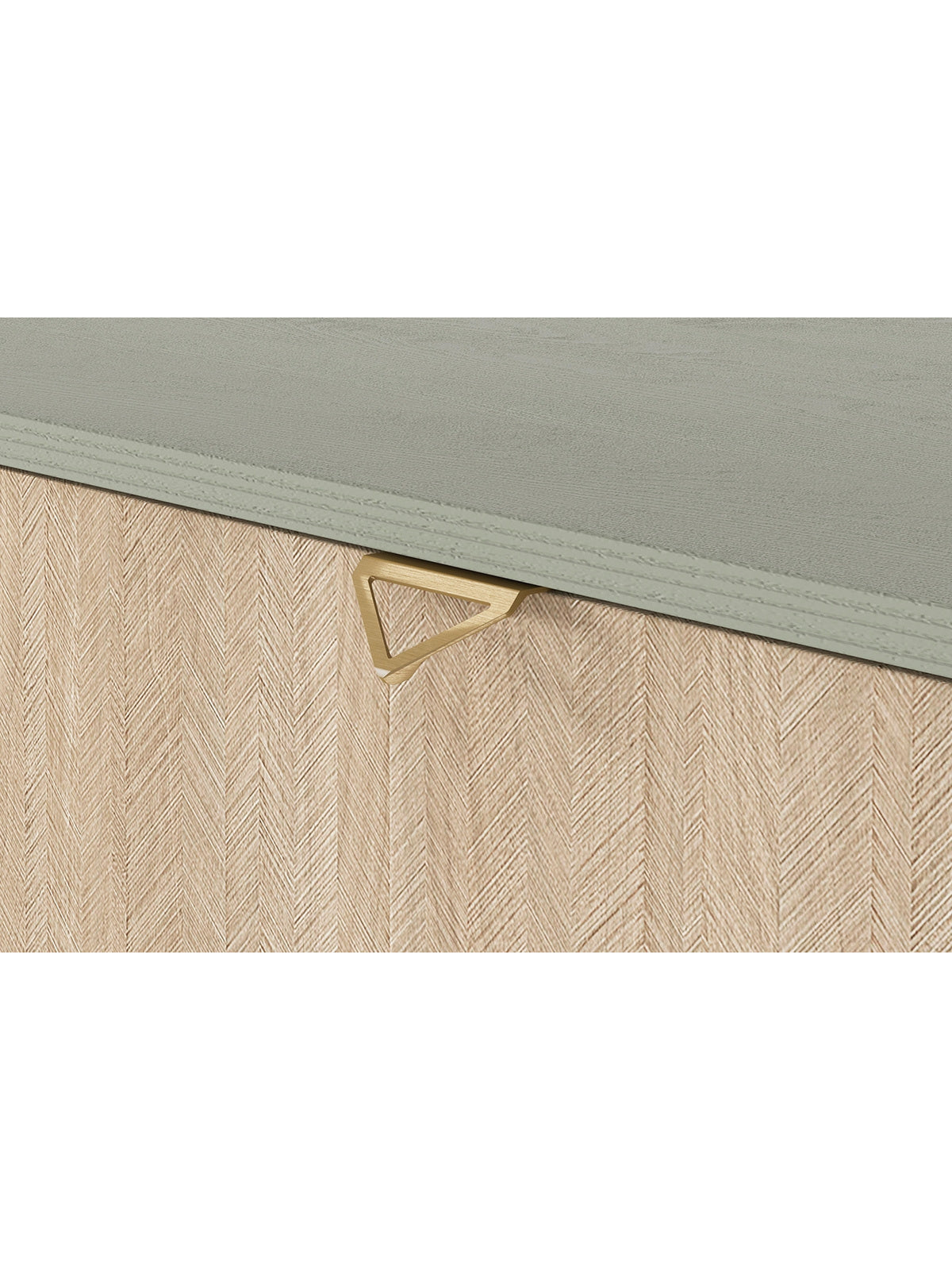 Komoda Lumira 158 cm s rybím vzorem na dvířkách a zlatým úchytkem detail