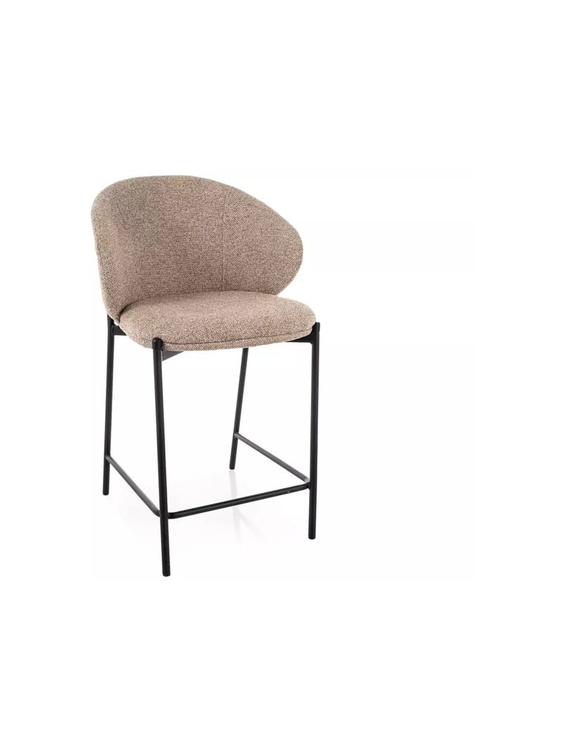 Čalouněný barová židle Morivo béžová s černými kovovými nohami v moderním stylu