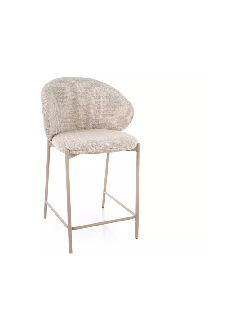 Čalouněná barová židle Morivo světle béžová s kovovými nohami v moderním stylu