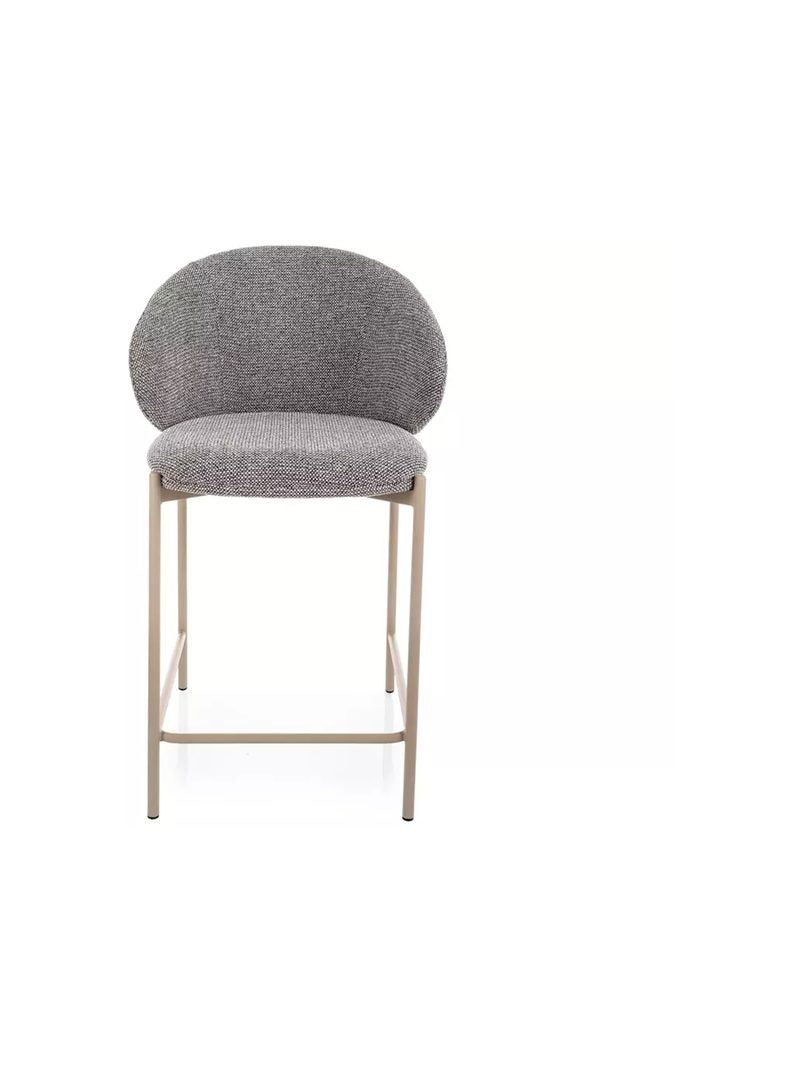 Čalouněná barová židle Morivo šedá se šedými látkovými opěradly a kovovými nohami cashmere