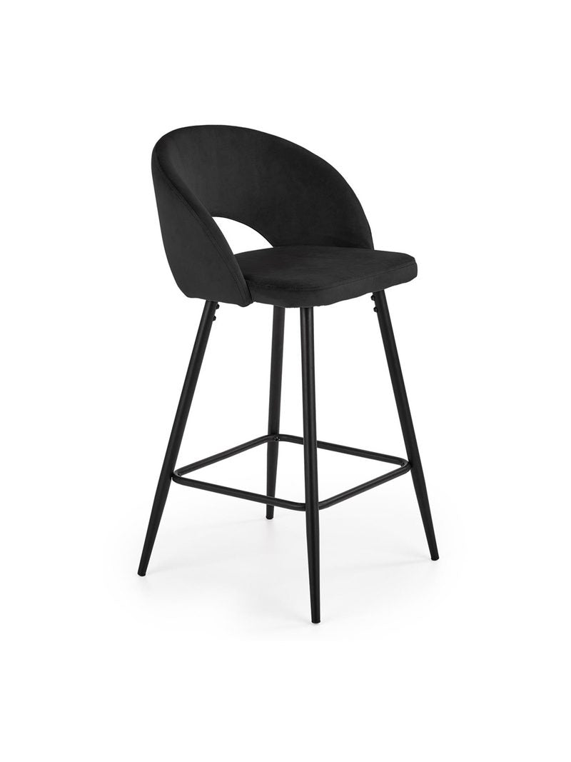 Černá čalouněná stolička Zenvor s černými nohami, moderní design, pohled zepředu
