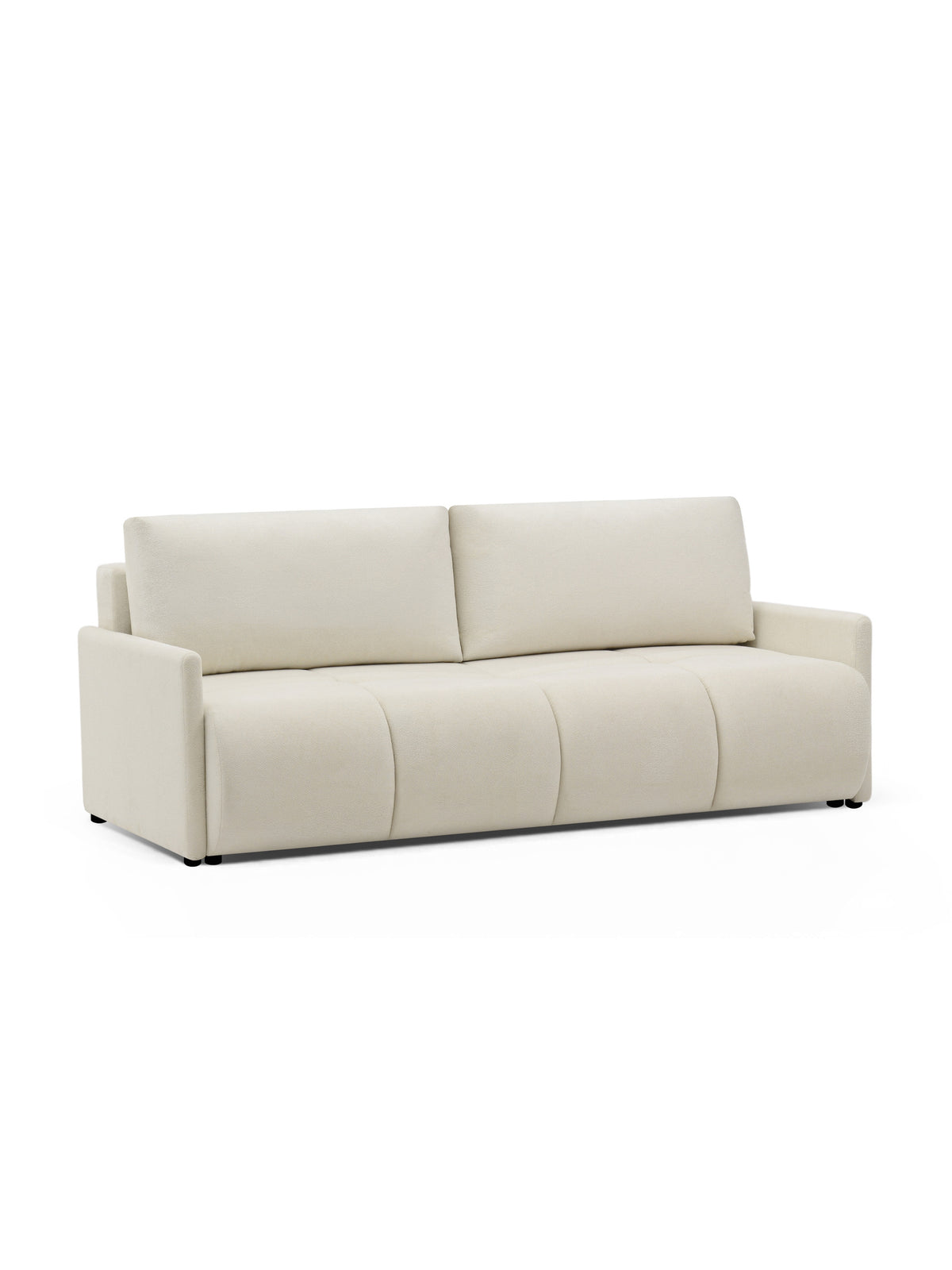 Rozkládací pohovka Capri pro tři osoby v béžové barvě, moderní design, pohled zepředu