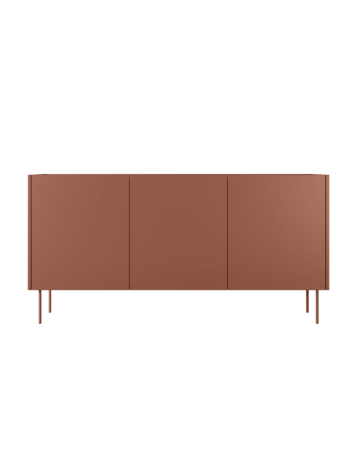 Komoda Desin 170 cm třídvéřová v barvě ceramic red s dřevěnou vrchní deskou dąb nagano