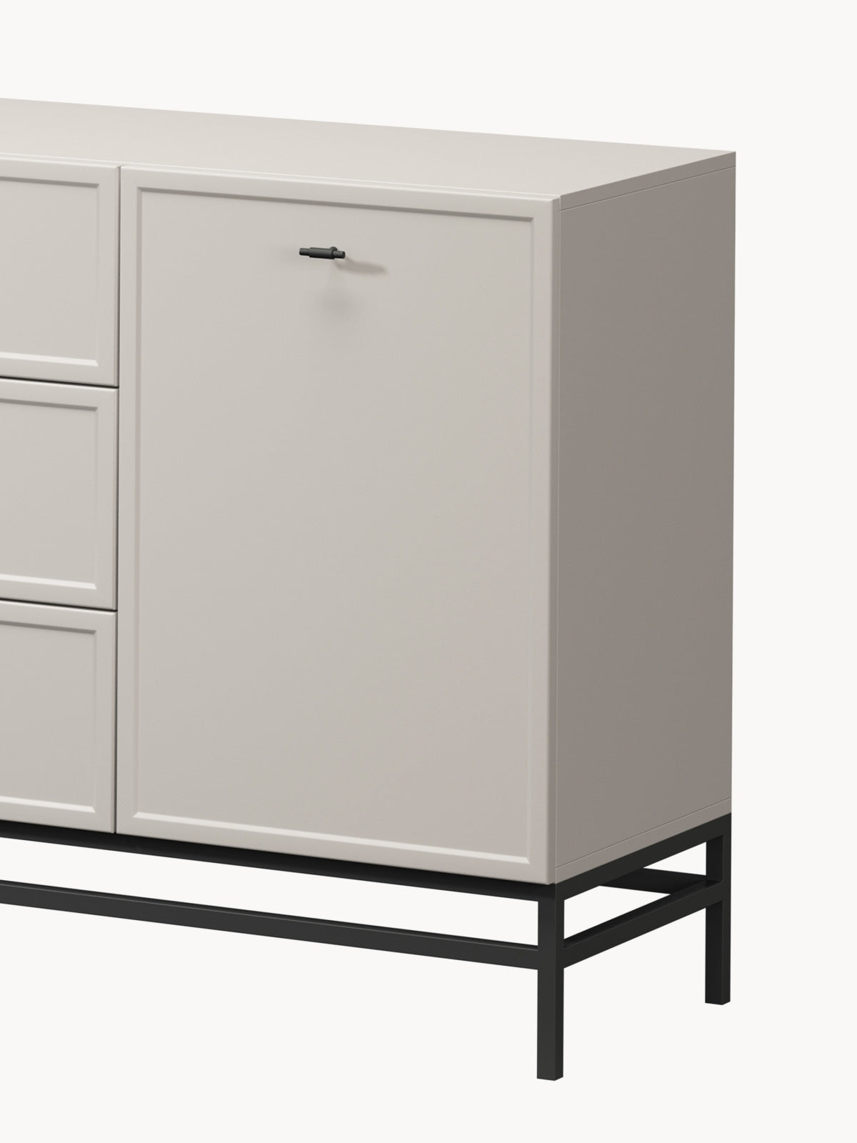 Komoda Lorini 150 cm se zásuvkami - kašmír / černá Úchytky T-bar / Rošt