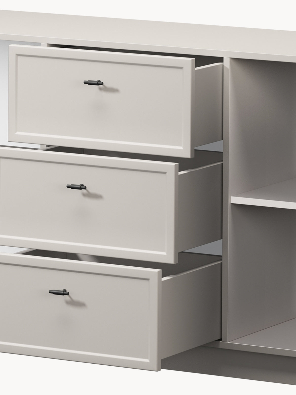 Komoda Lorini 150 cm se zásuvkami - kašmír / černá Úchytky T-bar