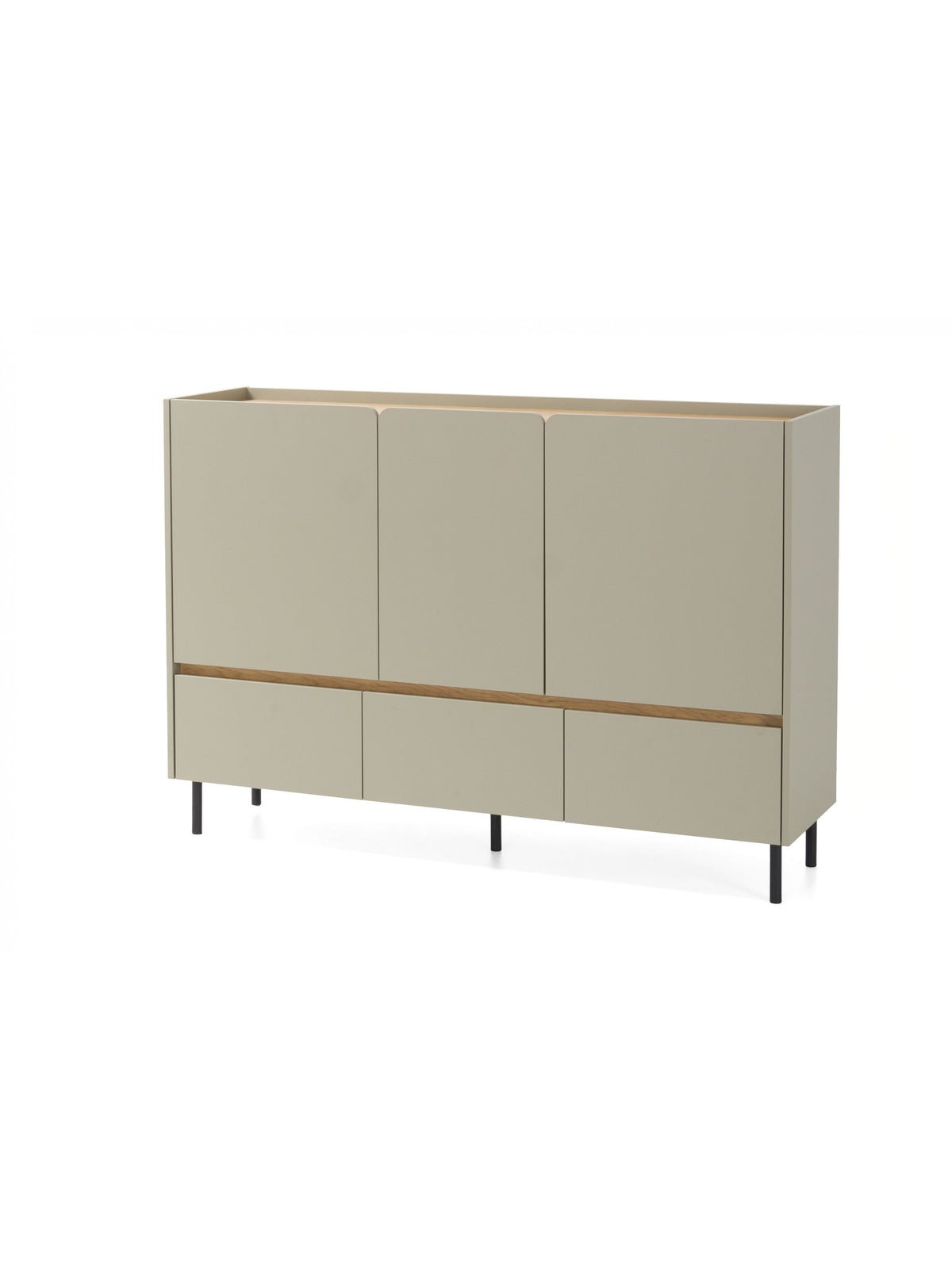 Komoda Altea 150 cm z szufladami w kolorze eukaliptus i dąb baltic dune, z metalowymi nogami