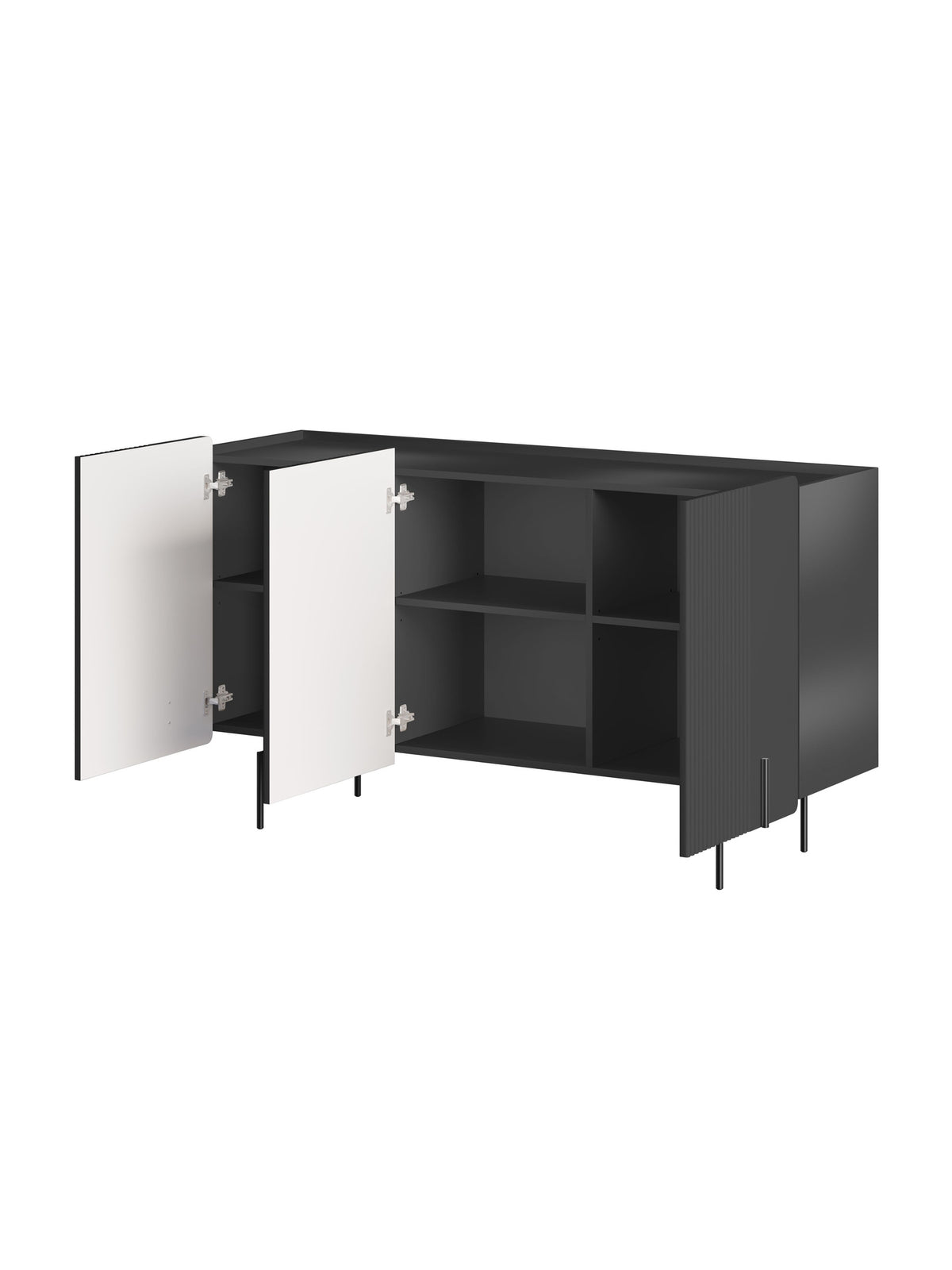 Komoda Malmi 150 cm - černá mat / černá nozki