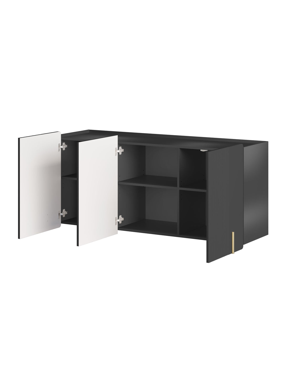 Komoda Malmi 150 cm závěsná - černá mat / zlatá