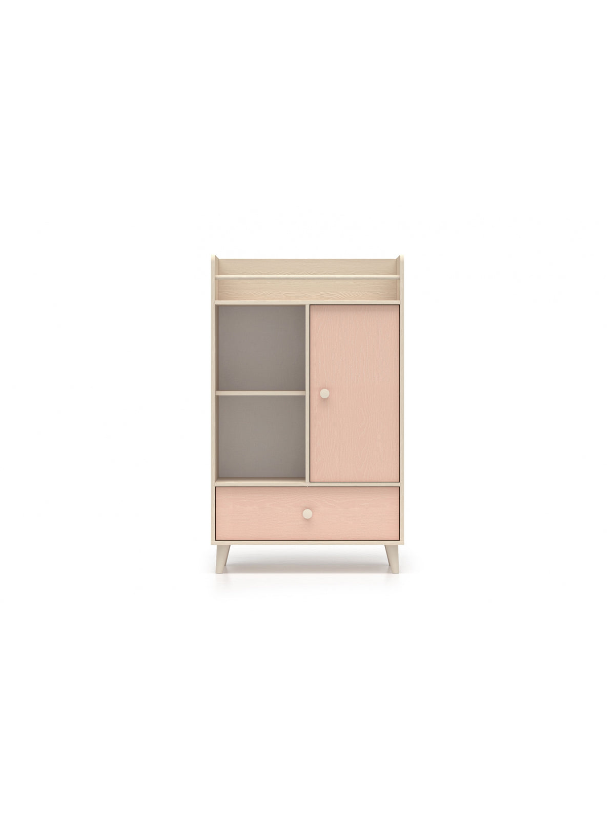 Dětská komoda Marla 80 cm s růžovým millenial pink předním a pískovým korpusem