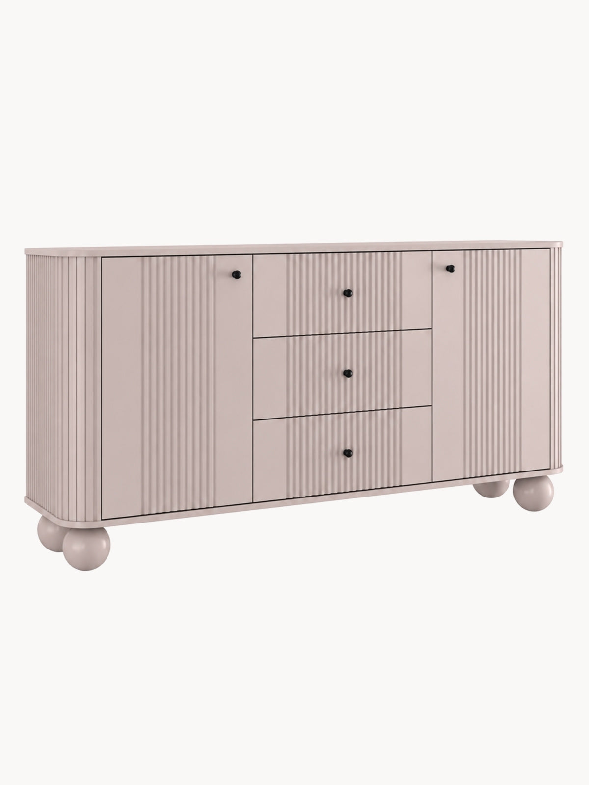 Komoda Vesper 160 cm se zásuvkami na kulach - kašmír / černá Úchytky / Nohy kule