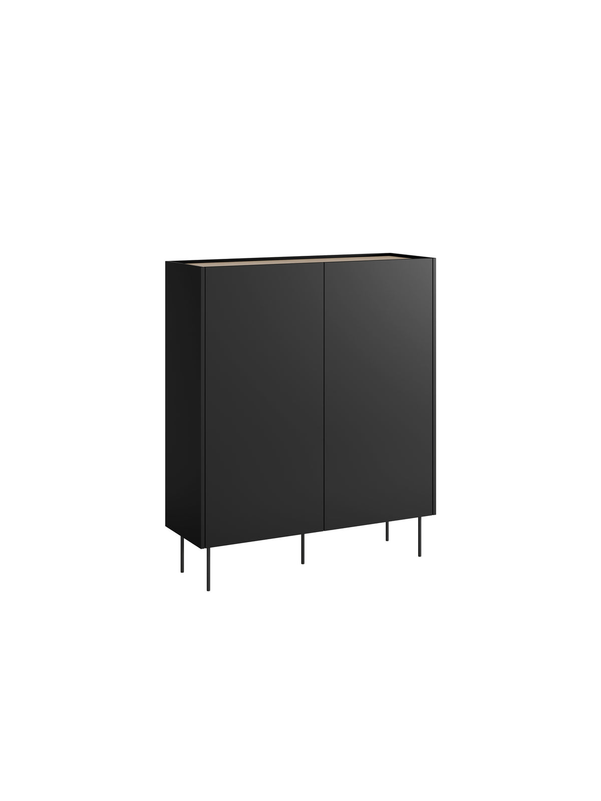 Komoda vysoká Desin 120 cm dvoudveřová z ukrytymi zásuvkami - černá mat / dub nagano