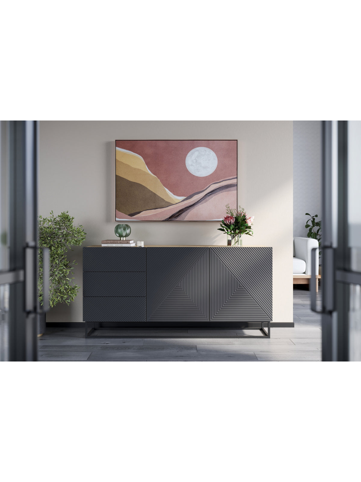 Komoda se zásuvkami Asha 167 cm - artisan / rivier stone mat