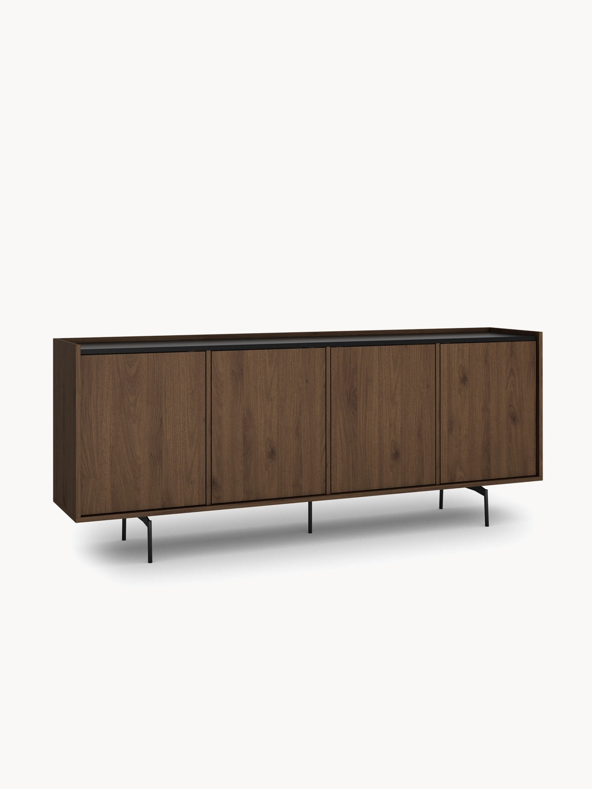 Komoda Zenar 200 cm čtyřdveřová - ořech elegant / černá