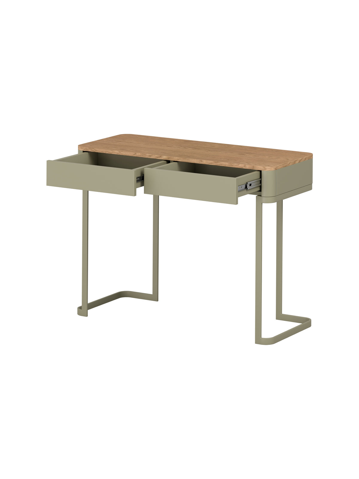konzole / Toaletní stolek Elivo 110 cm se zásuvkami na stelazu - eukaliptus / dub baltic dune