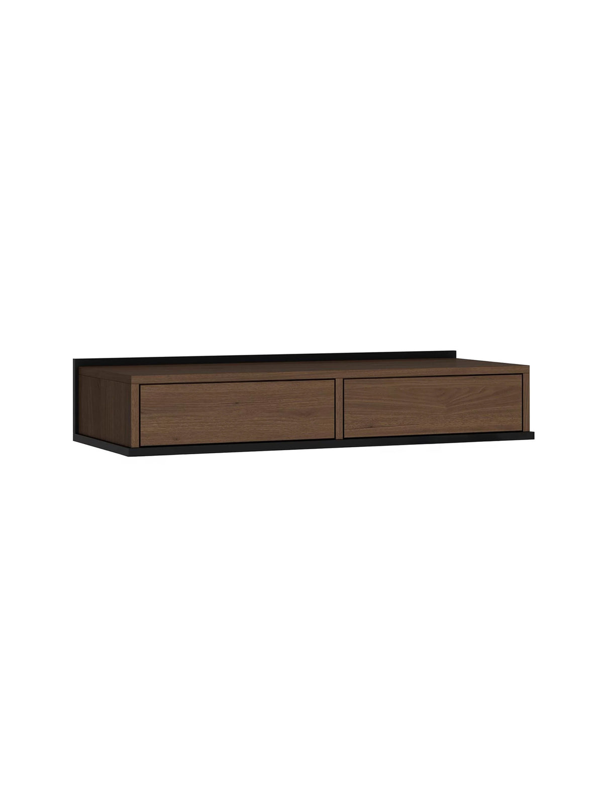 Konsola wisząca Zenar 100 cm orzech elegant z dwoma szufladami czarna rama